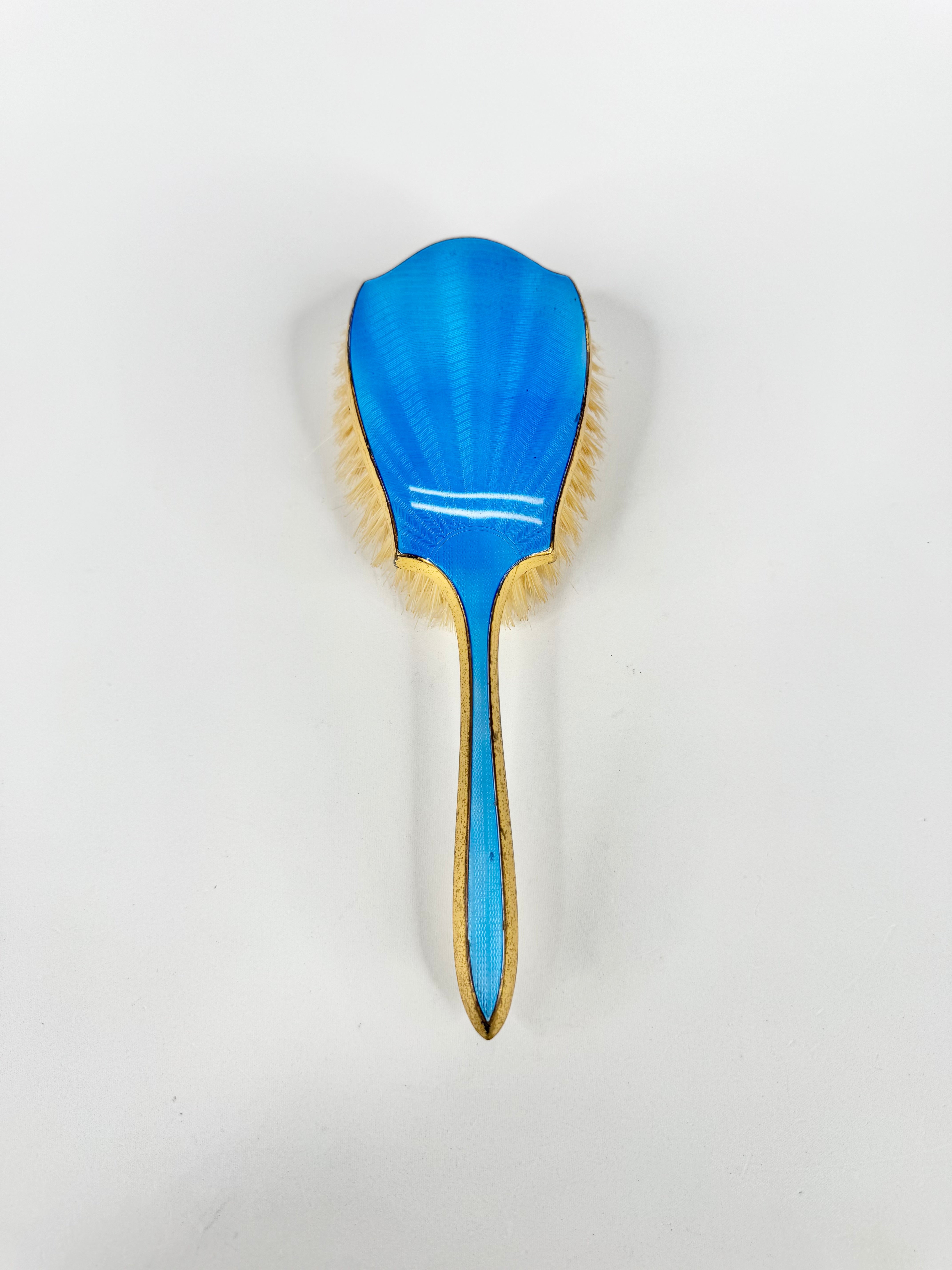 Vintage Art Deco Blue Guilloché Enamel Vanity Set