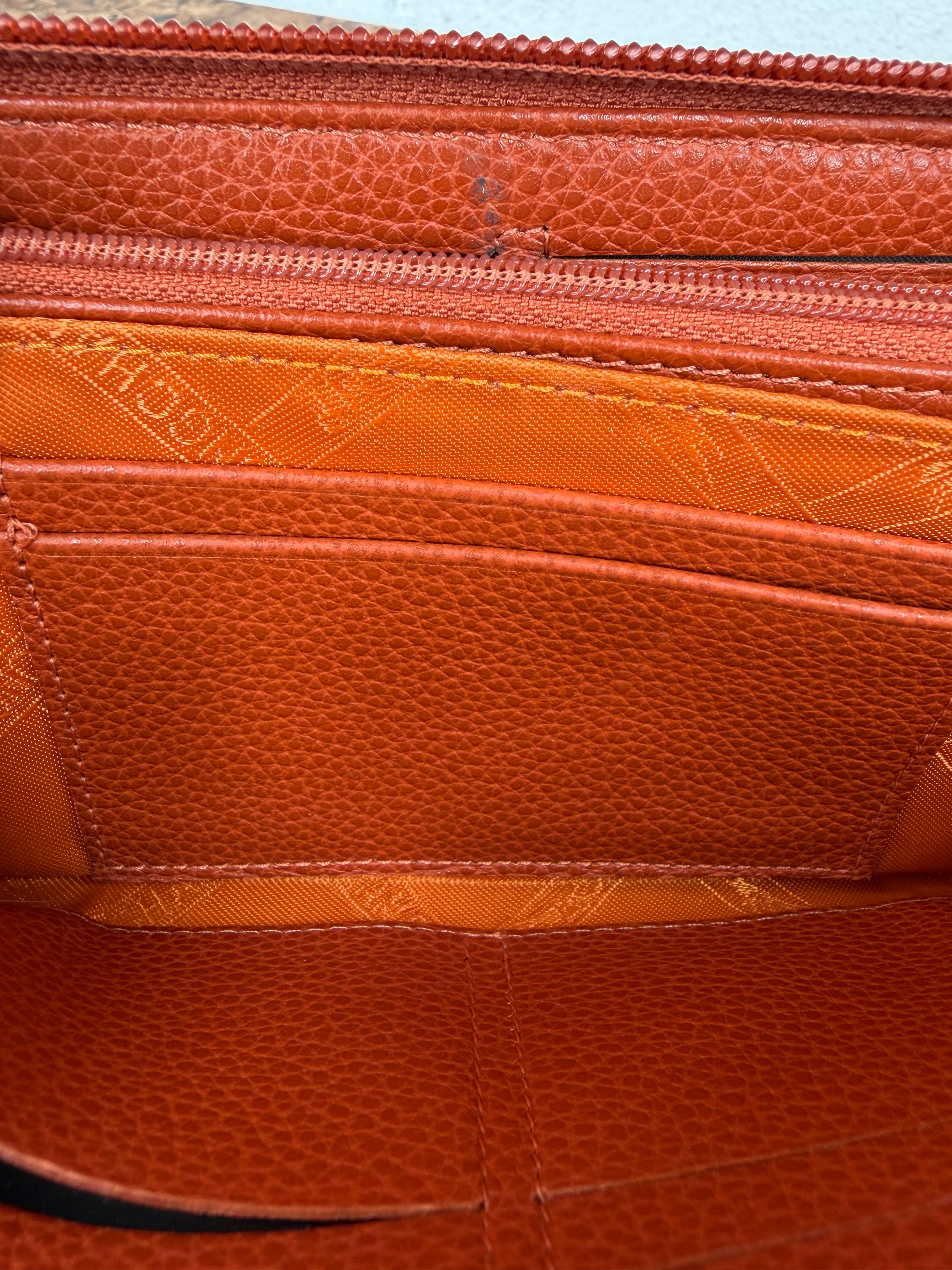 Longchamp Rust Pebbled Leather Wallet