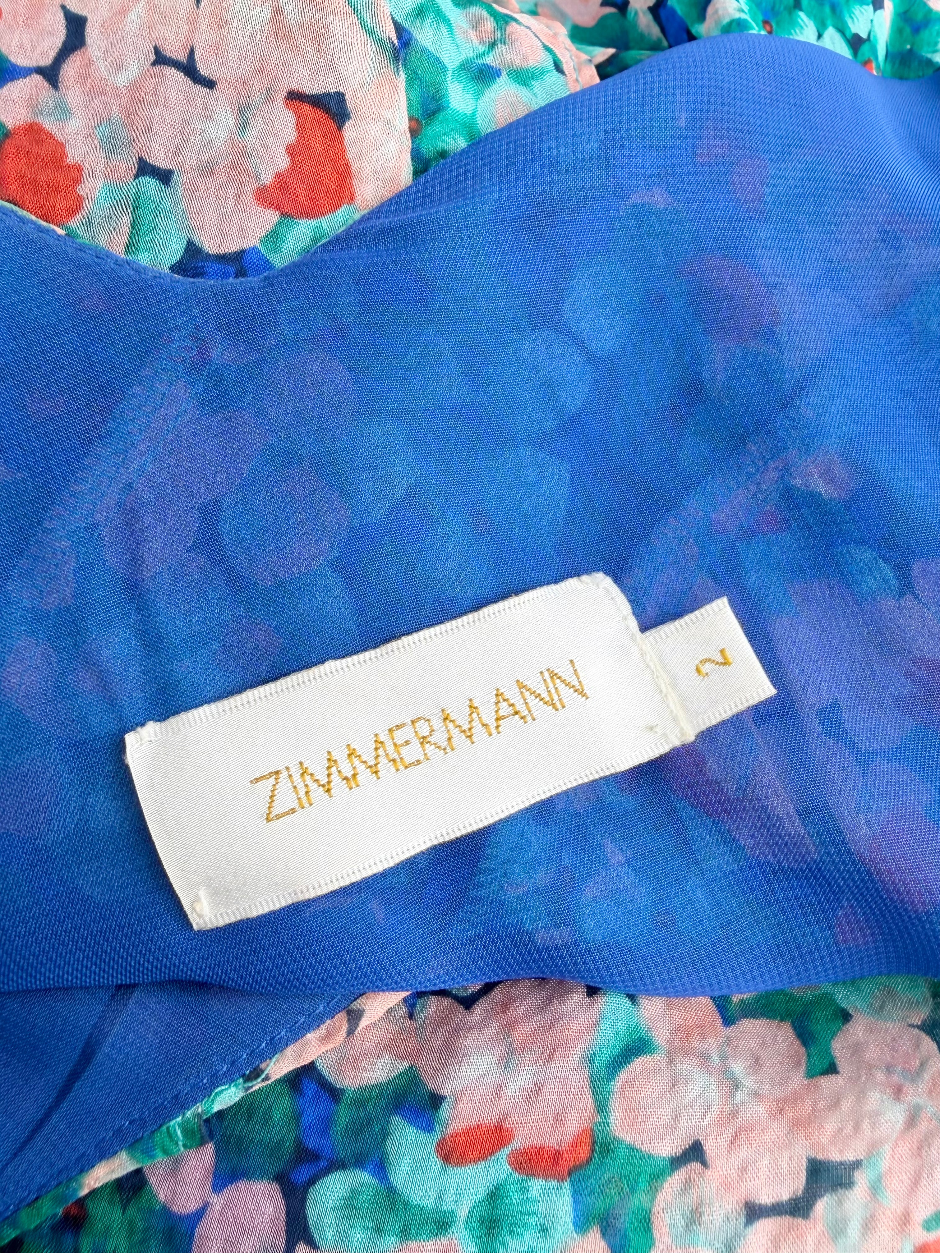 Zimmermann Silk Hydrangea Patterned Midi Dress - AU10/12