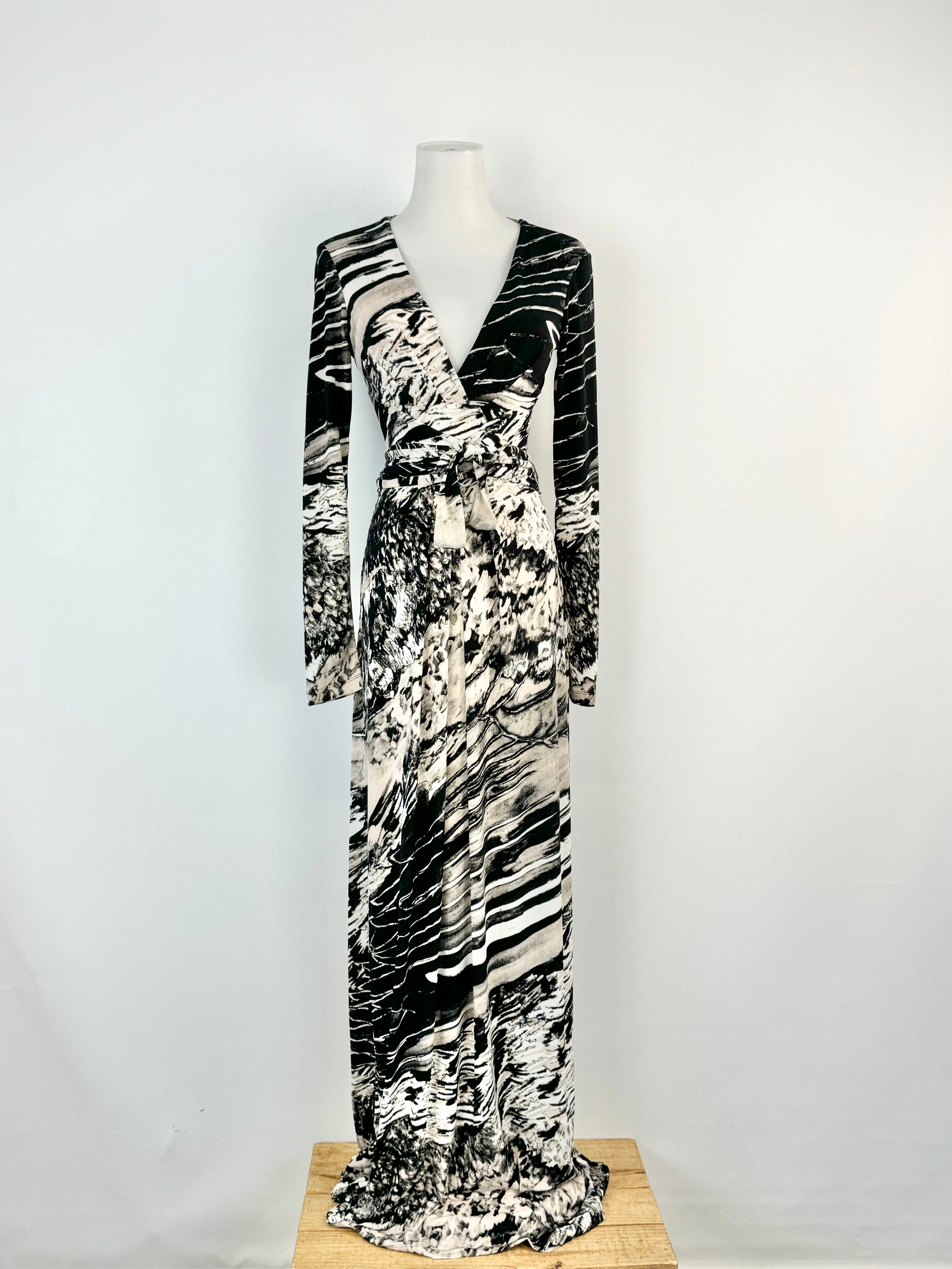 BCBGMaxazaria Peach & Black Long Sleeve Dress - AU8/10