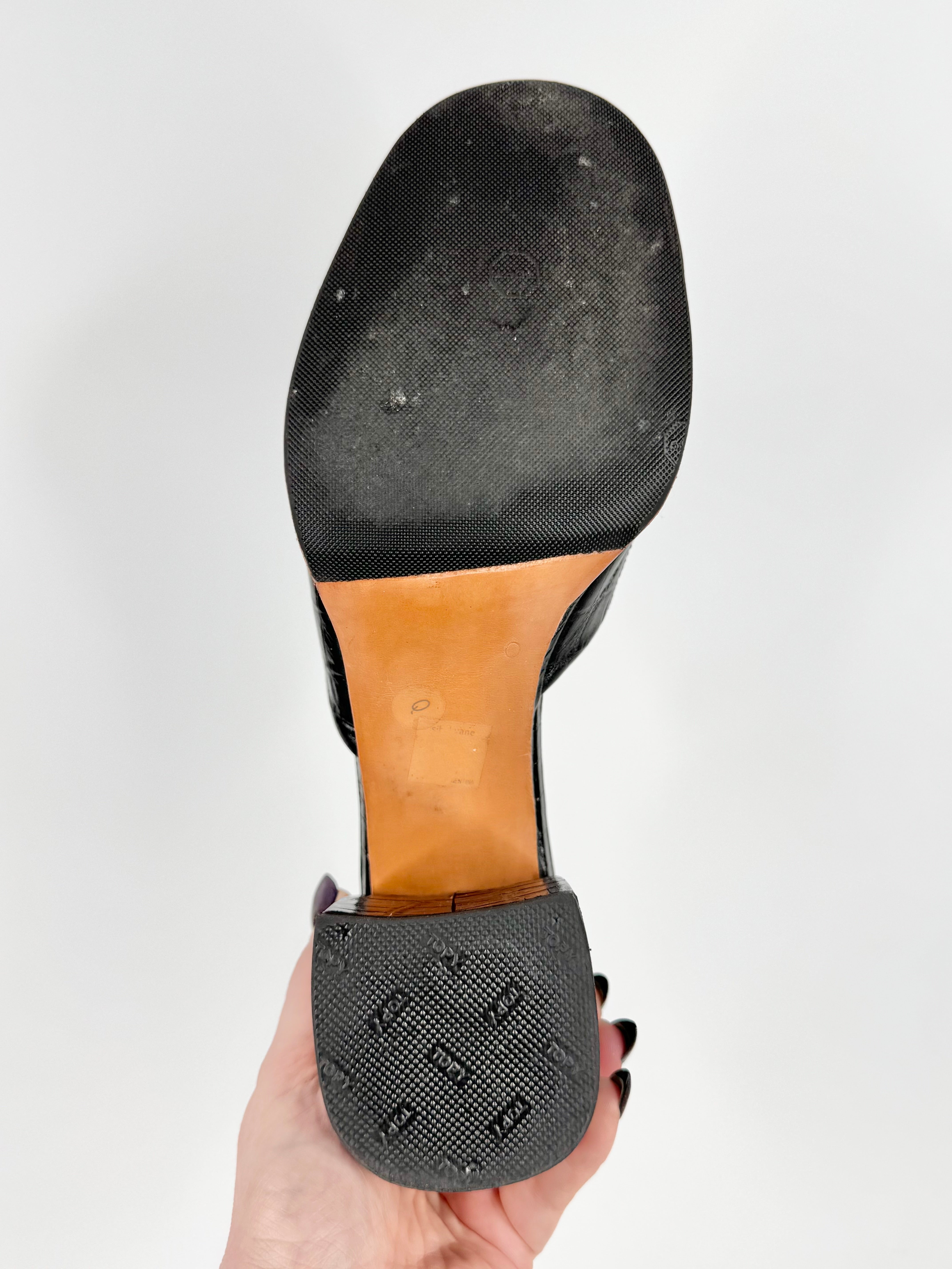 Sibyl Vane Black Faux Croc Heels - EU40