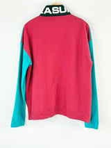 Pleasures Now Two-Tone Teal & Red 1/4 Zip Pullover - M