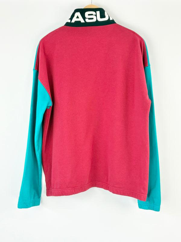 Pleasures Now Two-Tone Teal & Red 1/4 Zip Pullover - M