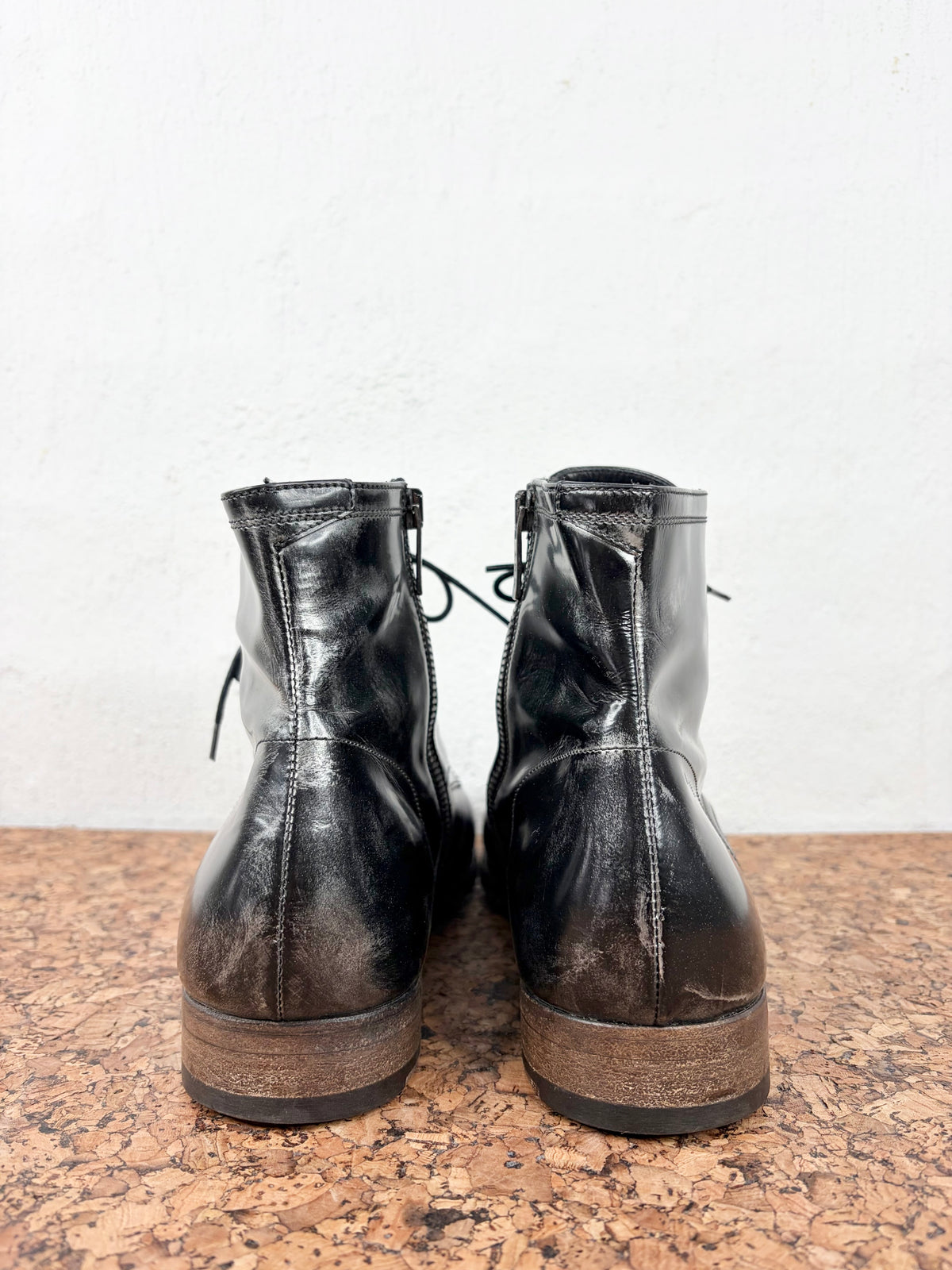 INK Black & Brushed Silver Brogue Detailed Lace Up Boots - EU42