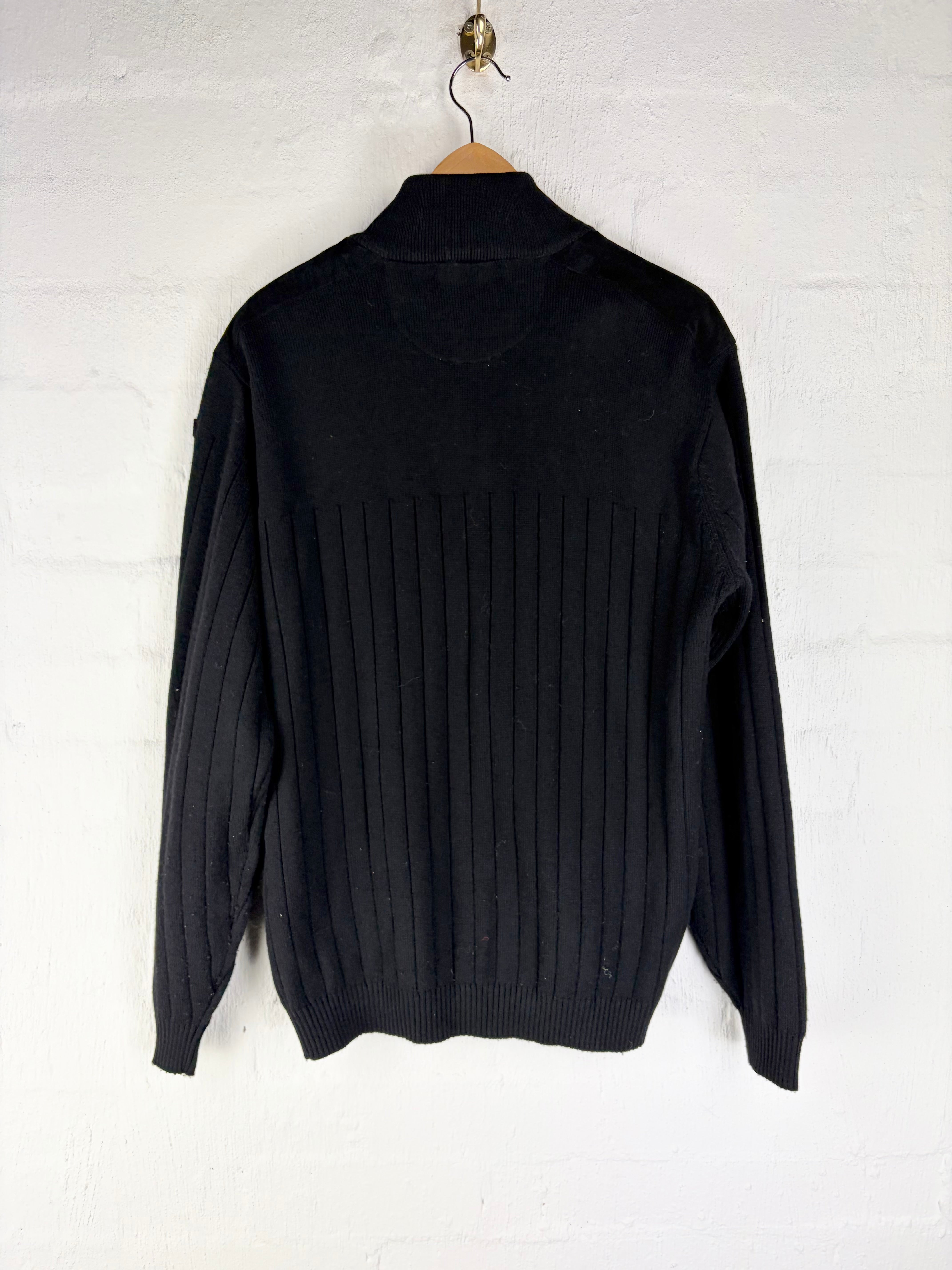 Pierre Carding Black Wool 3/4 Sweater - XXL