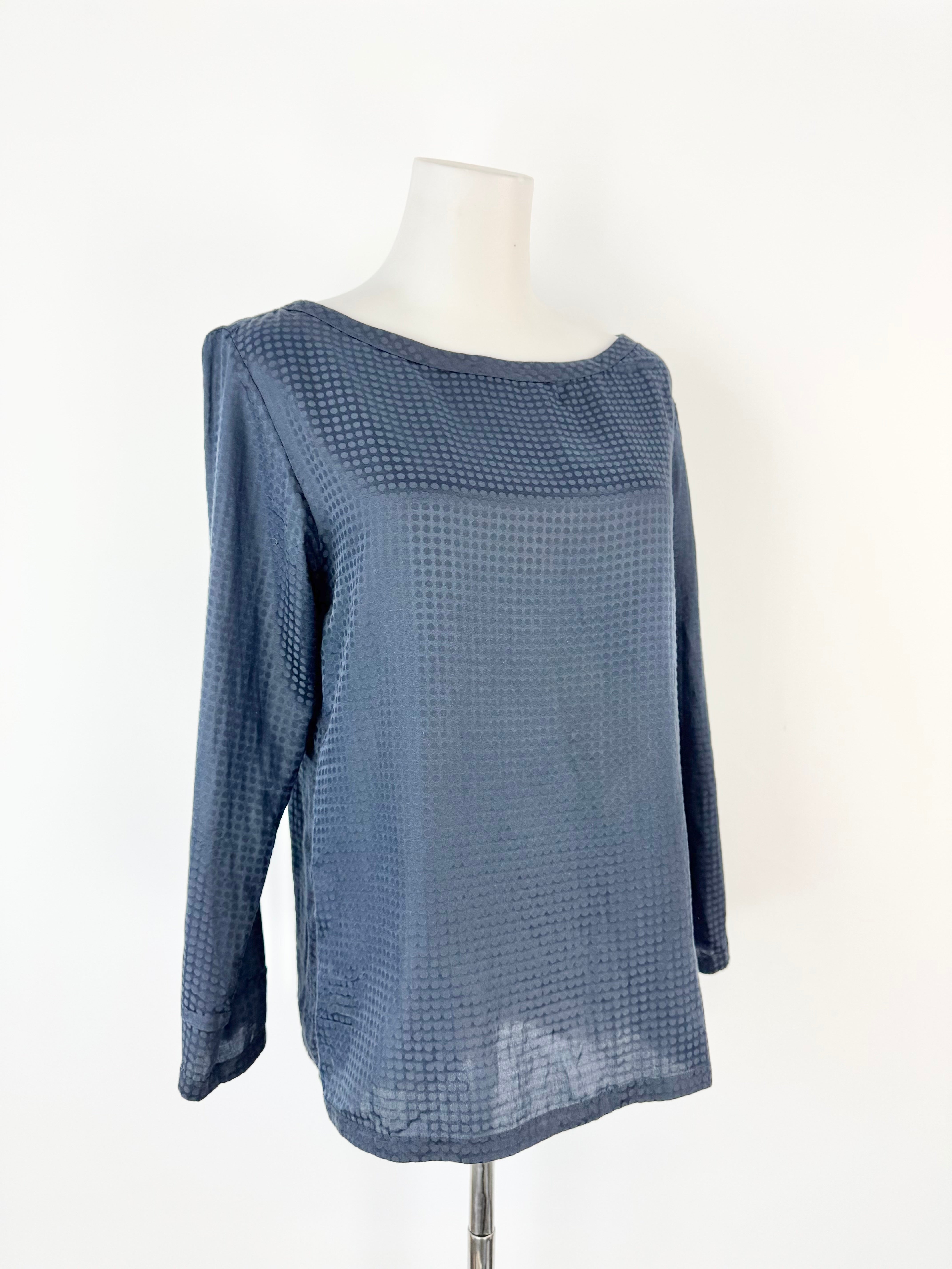 A.P.C Rue Madam Paris Blue Dot Silk & Cotton Blouse - AU8