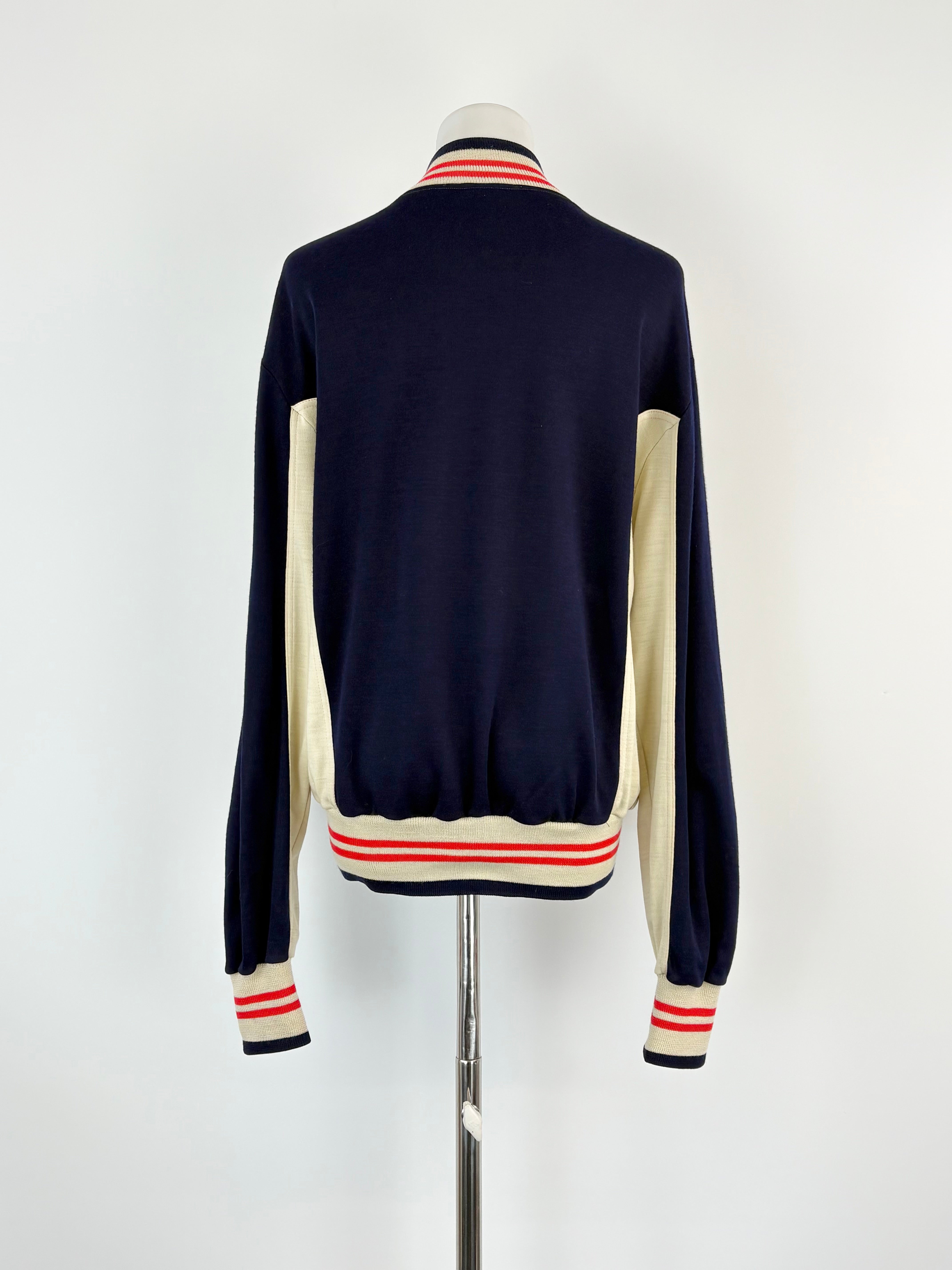 Vintage 70s Fila x Bjorn Borg Navy Blue Wool-Blend Tennis Jacket - AU8/10