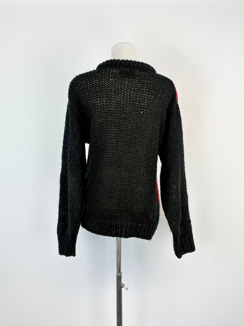 R-Jay Honey Vintage Hand-Knitted Black Wool Sweater - AU10
