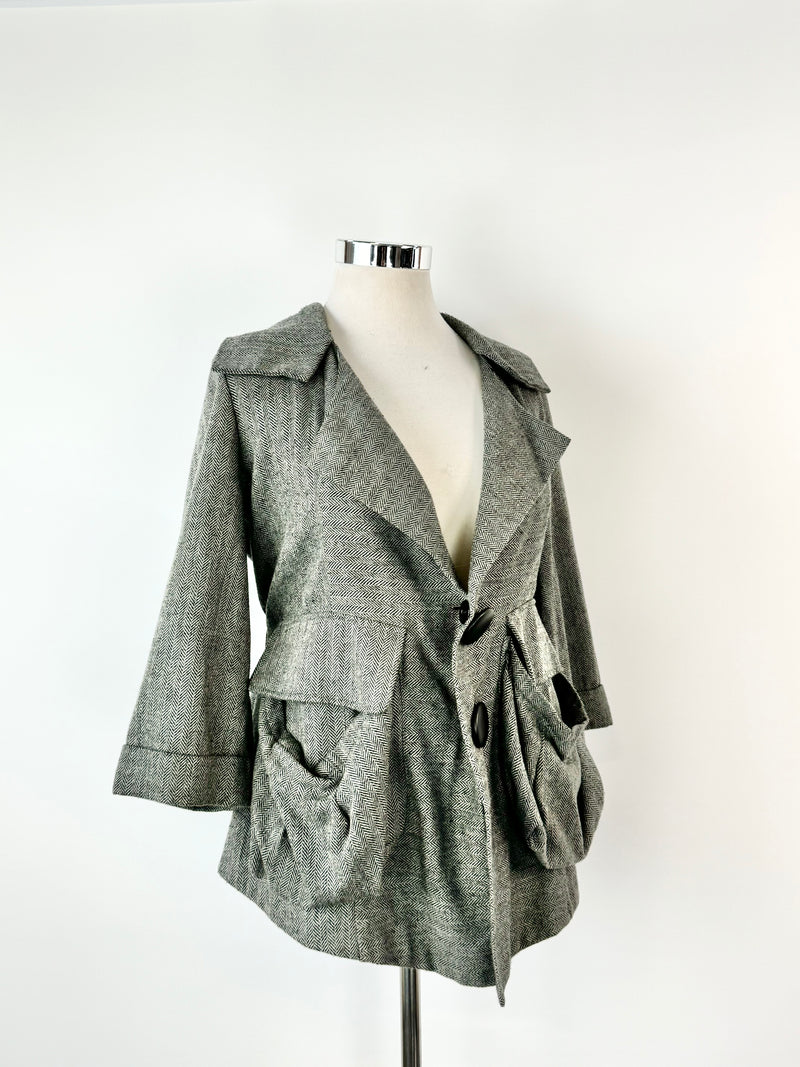 Petrena Grey Herringbone Jacket - AU14