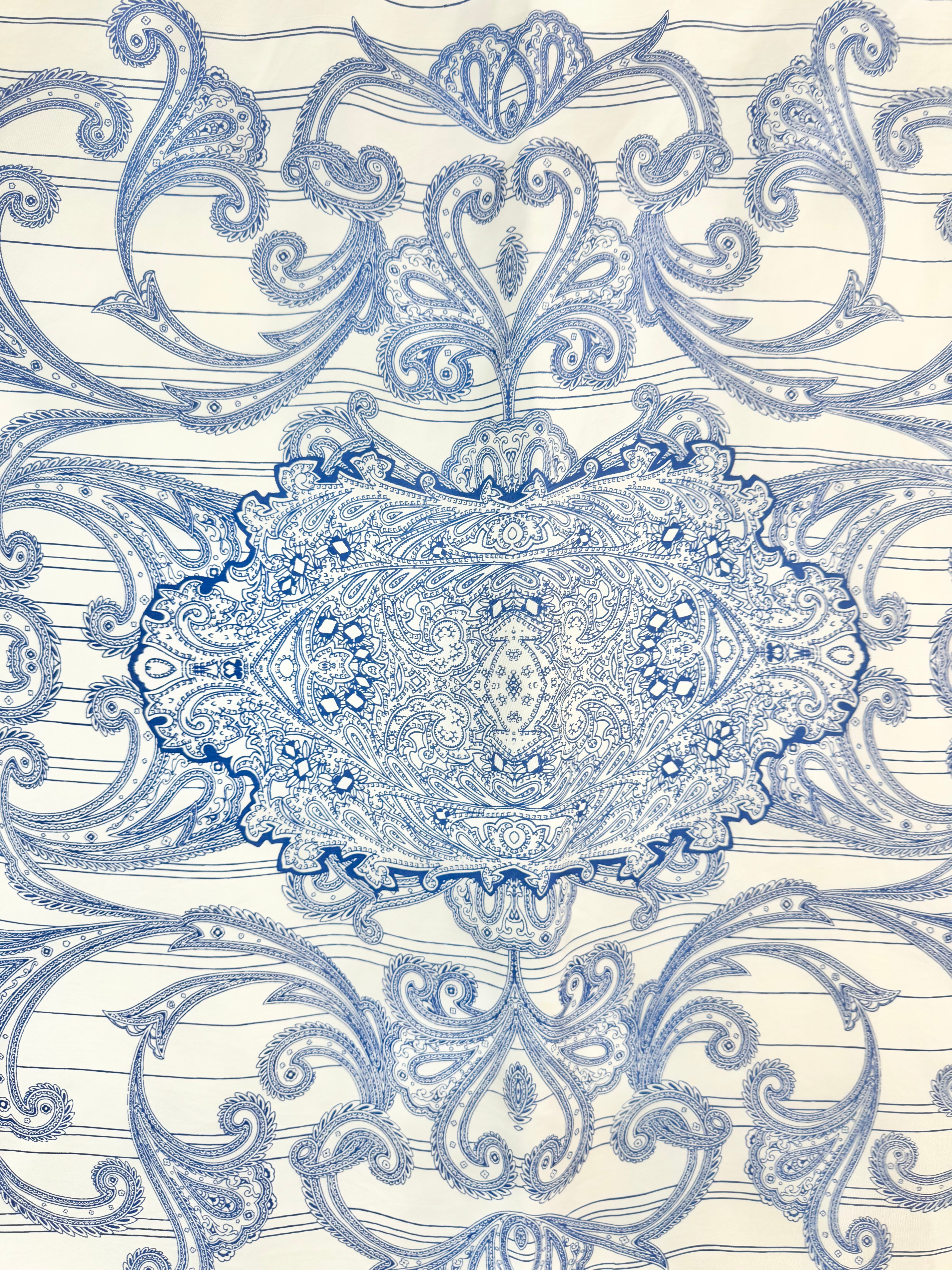 Jacqmar Cream & Blue Paisley Silk Scarf
