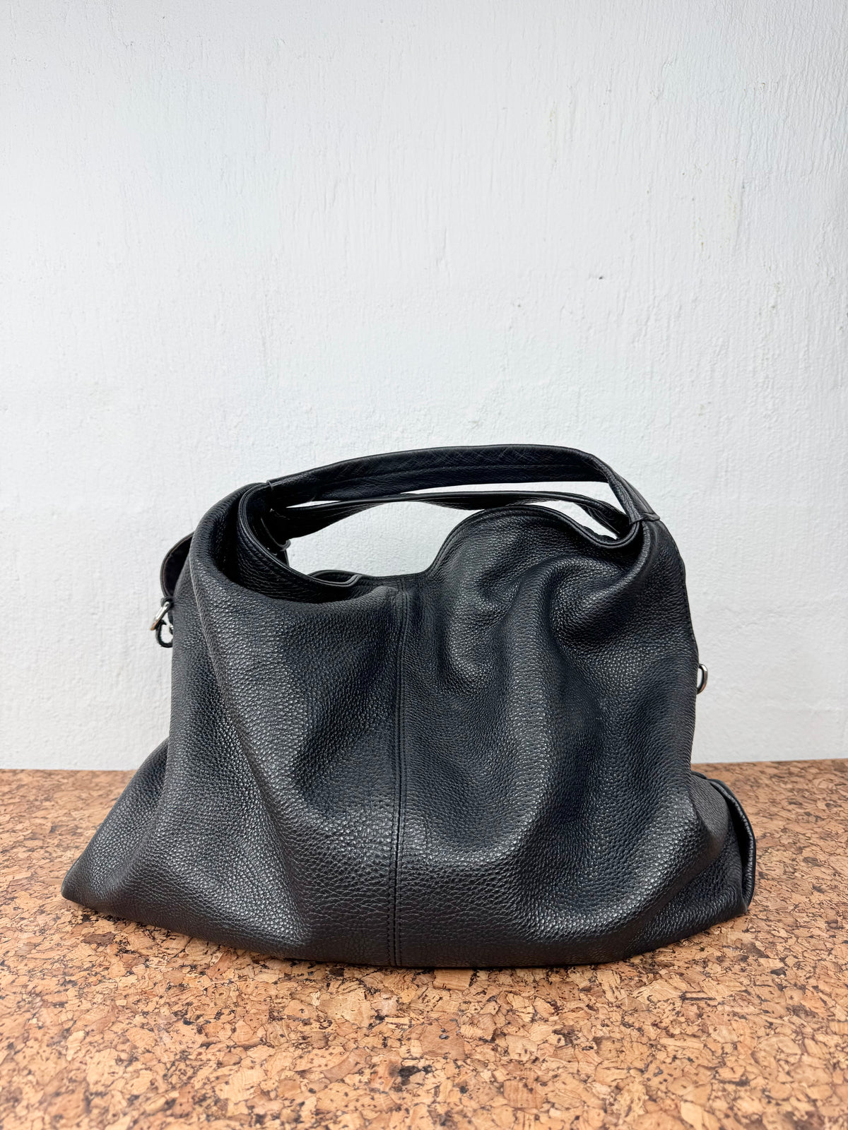 Furla Black Grained Hobo Bag