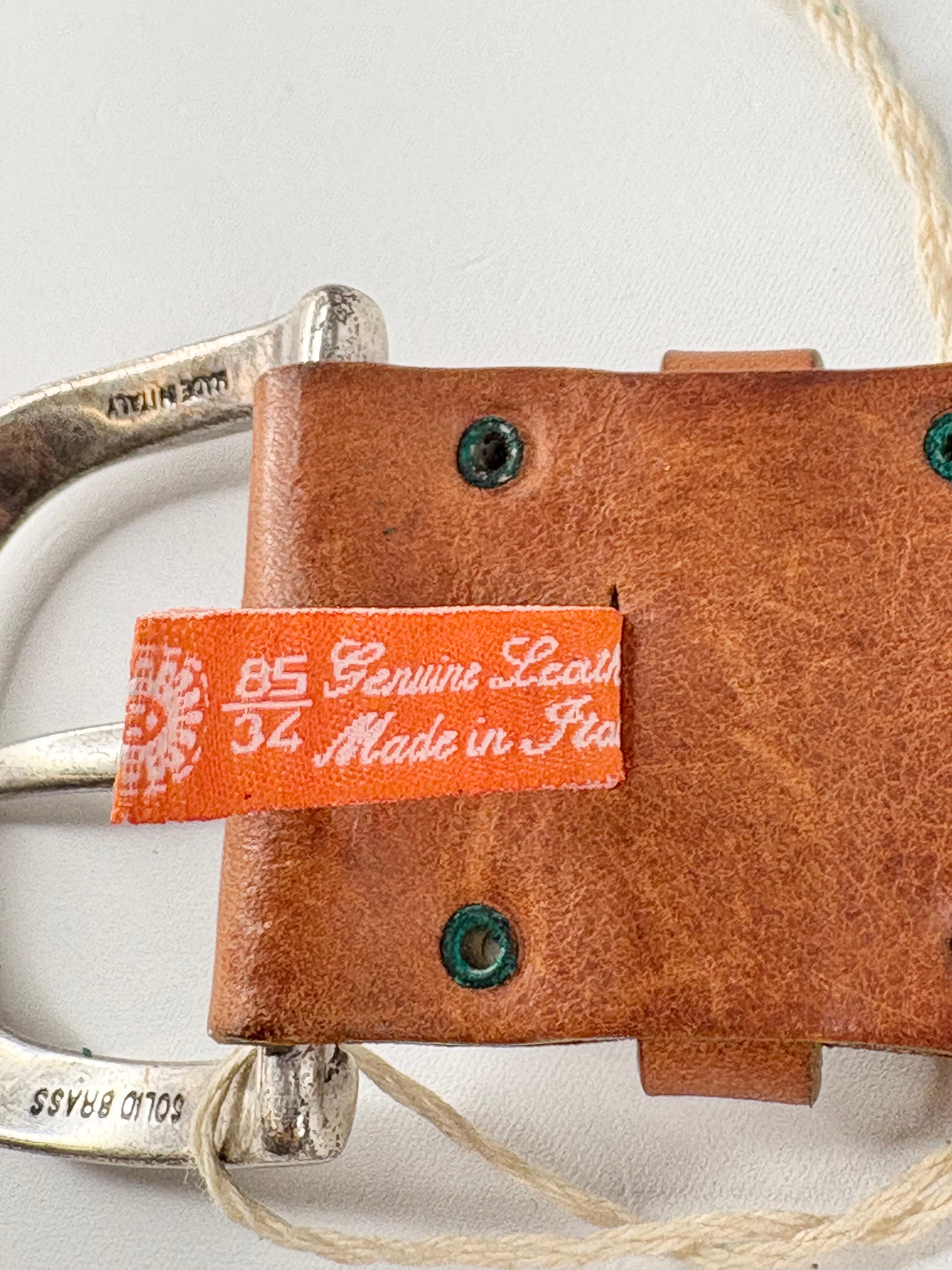 Vintage Nanni Leather & Brass Shingled Belt