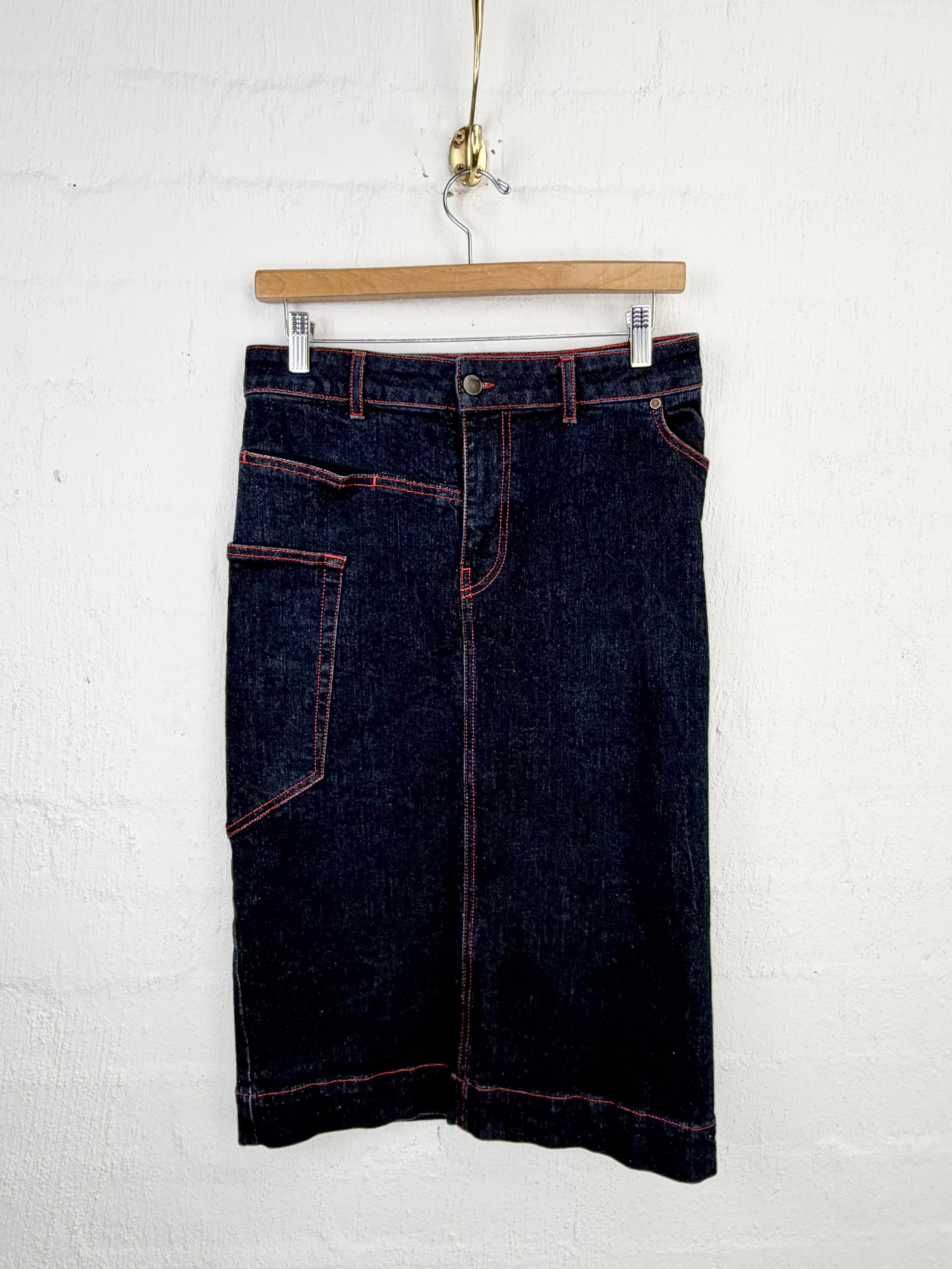 Joseph Dark Denim Skirt with Red Stitching - AU10