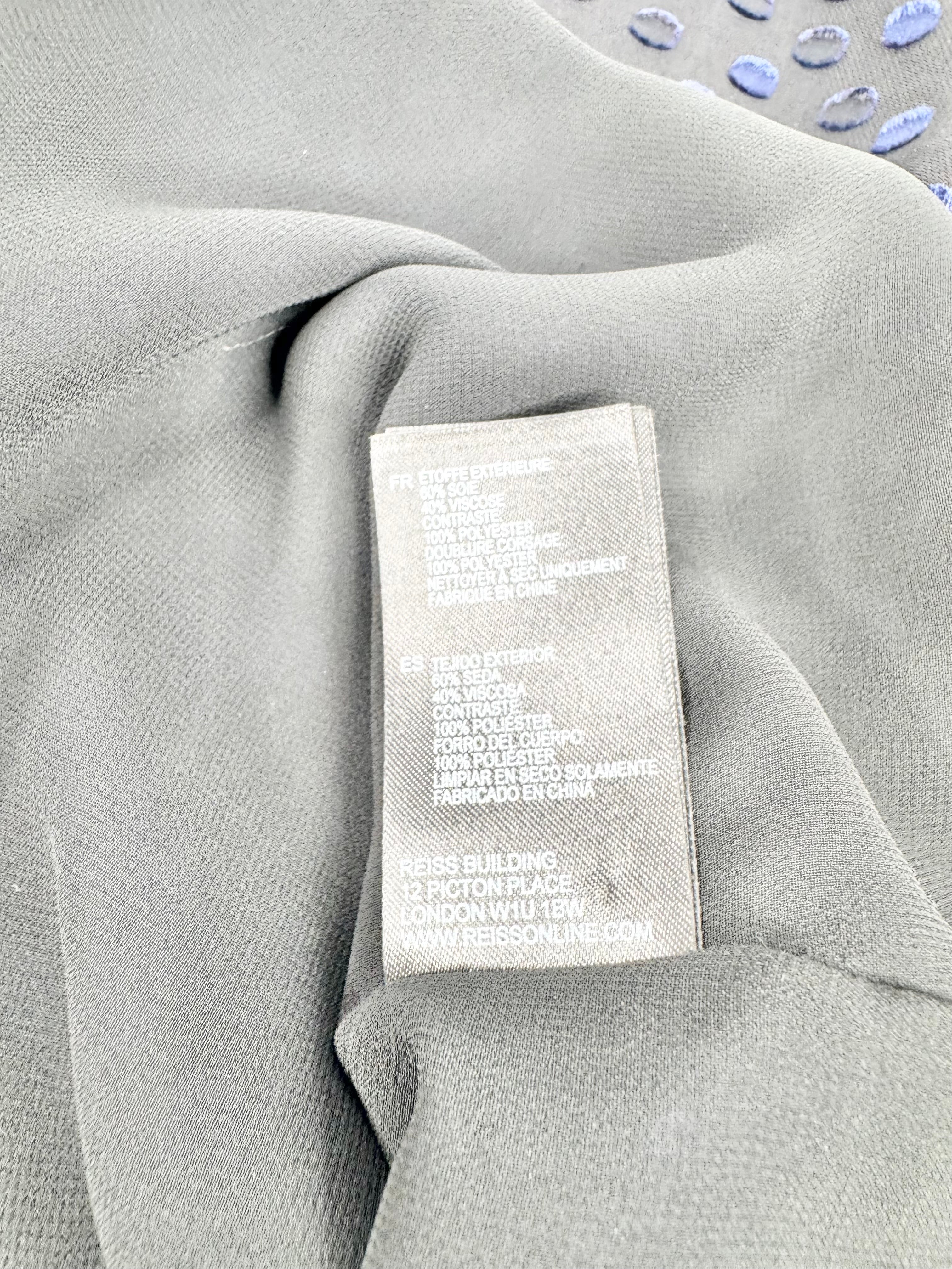 Reiss Midnight Blue Dotted Silk Blend Blouse - AU10