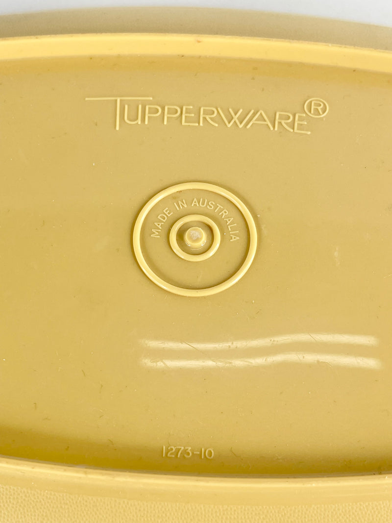 Vintage 80s Tupperware Harvest Gold Oval Microwave Steamer