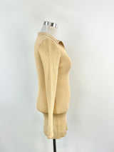 Bec + Bridge Beige Rib Knit Long Sleeve Body Con Dress - AU14