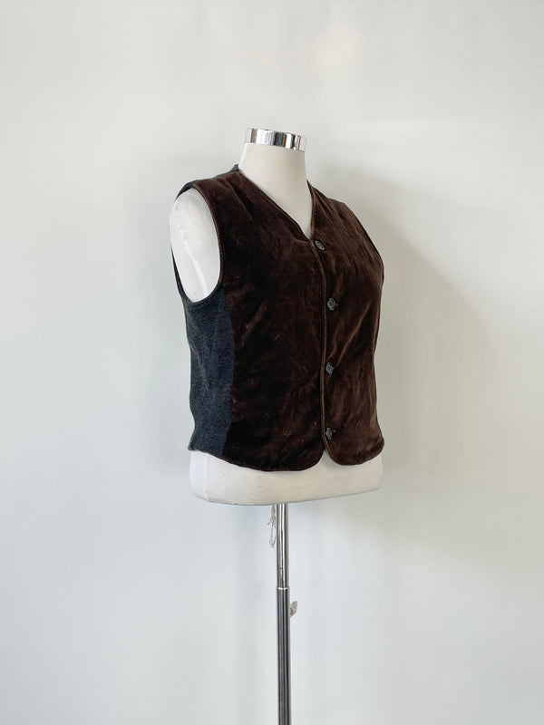 Husk Dark Brown Velvet Waistcoat - M