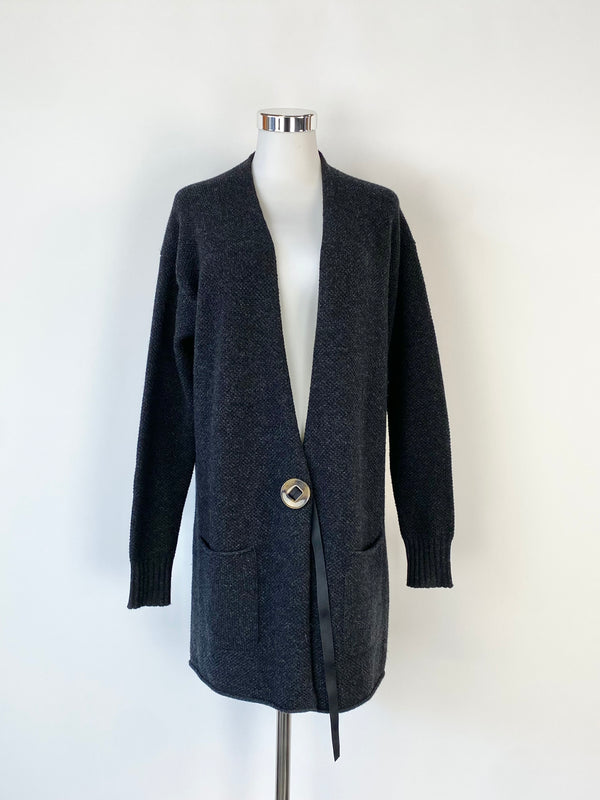 Helmut Lang Deep Grey Cashmere & Wool Cardigan - AU6/8