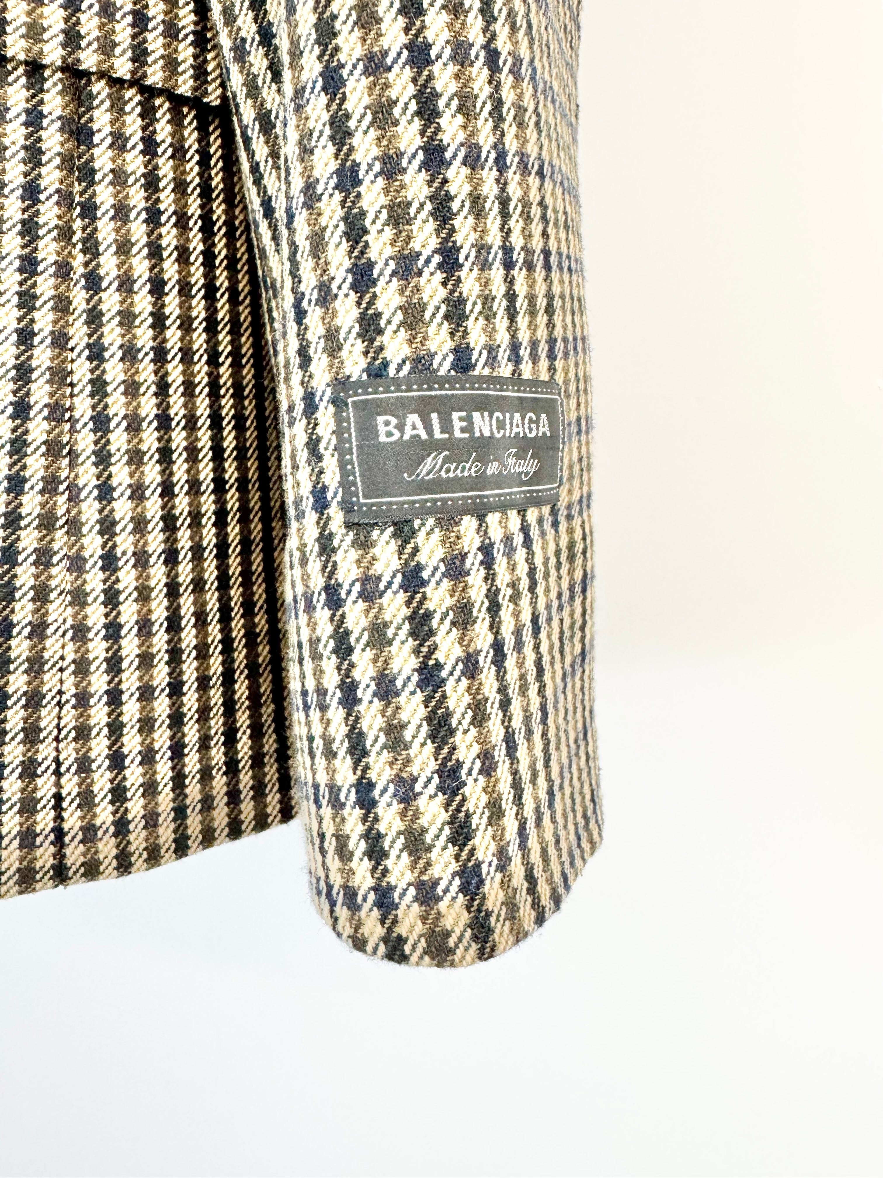 Balenciaga Houndstooth Wool Double Breasted Jacket - AU8/10