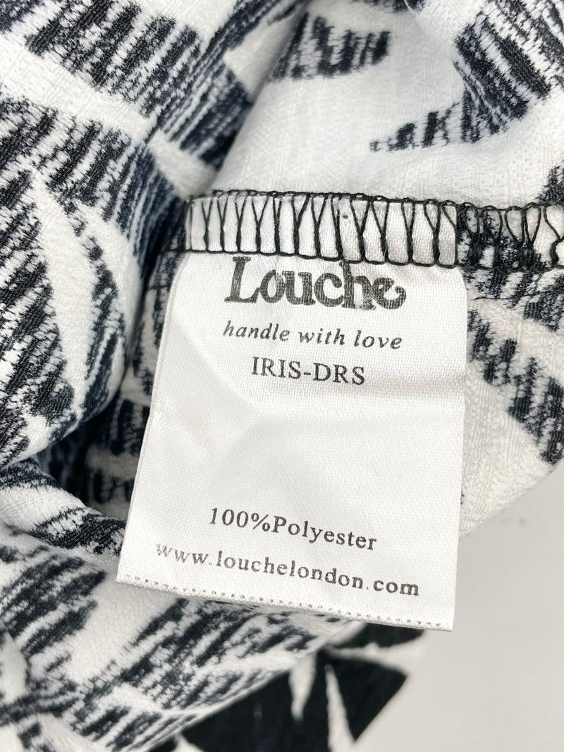 Louche Black & White Iris Patterned Shift Dress - AU12