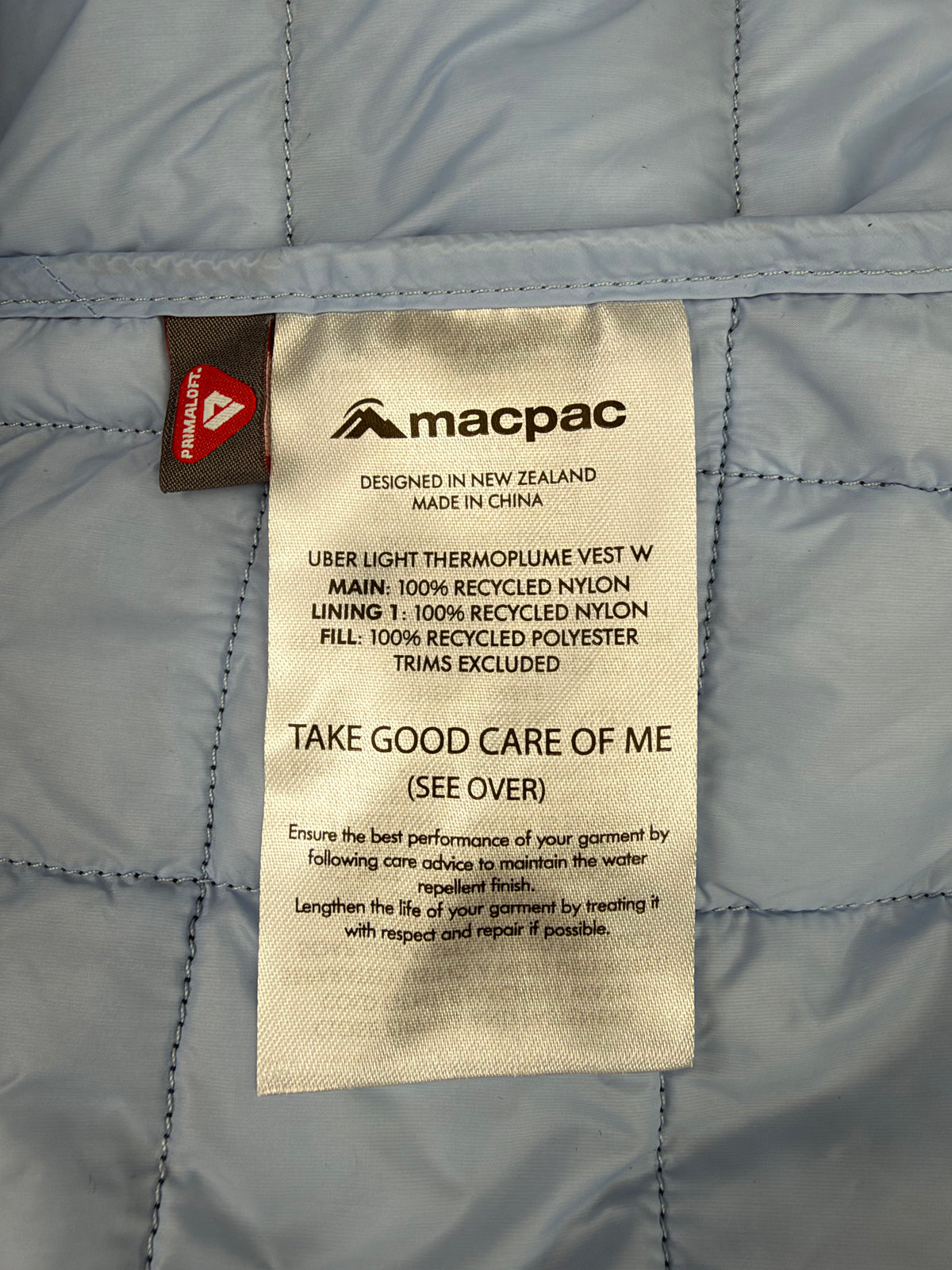 Macpac Indigo Blue 'Uber light' Insulated Vest - AU12