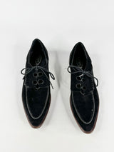 Tod's Black Suede Pointed Toe Lace Ups - EU38.5