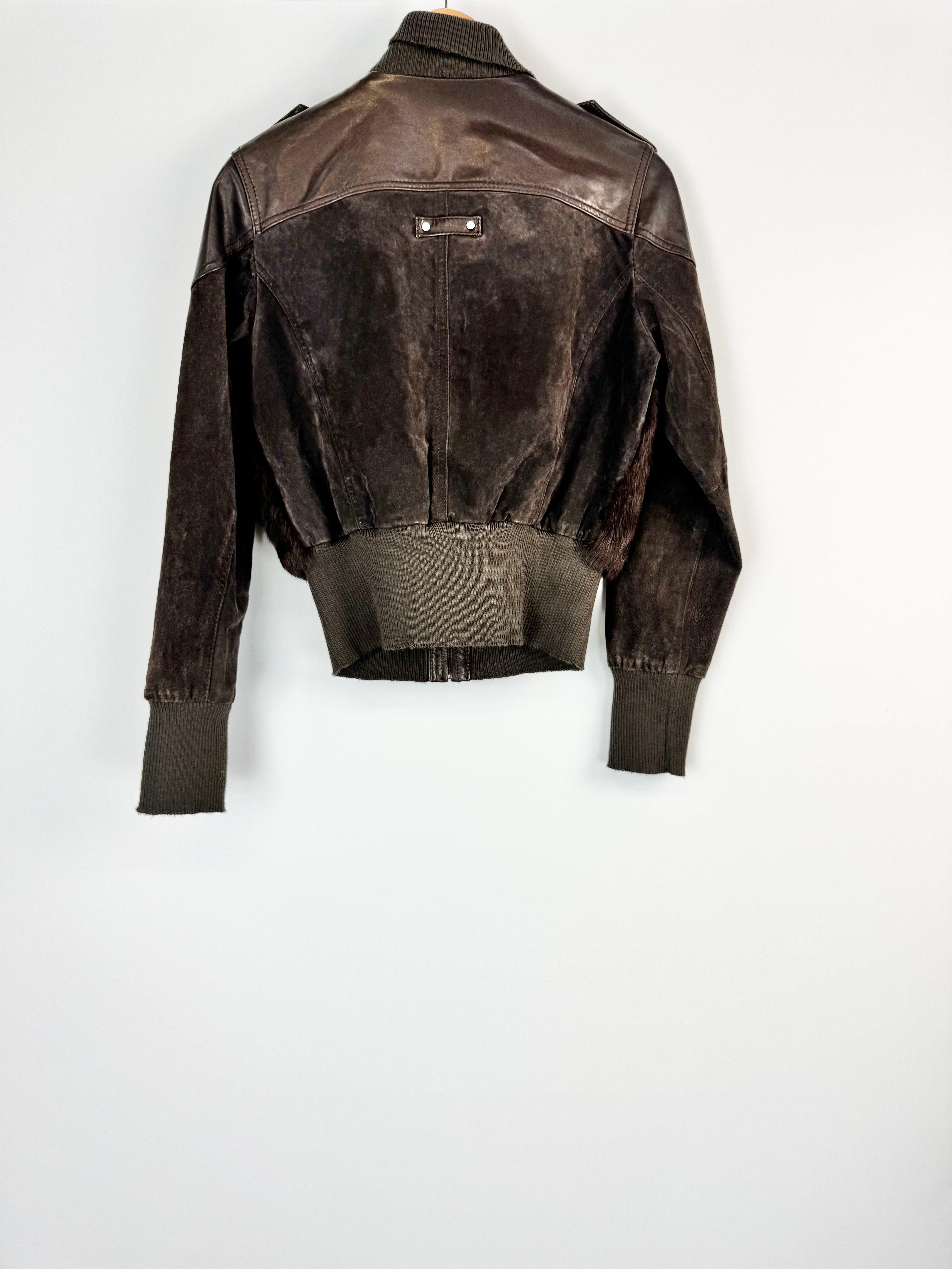 Feathers Fur + Nubuck Brown Bomber Jacket - AU10