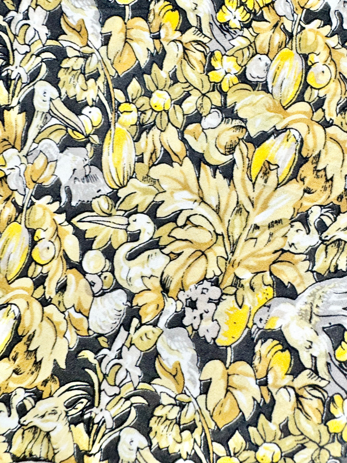 Vintage Pure Silk Black & Yellow Scarf