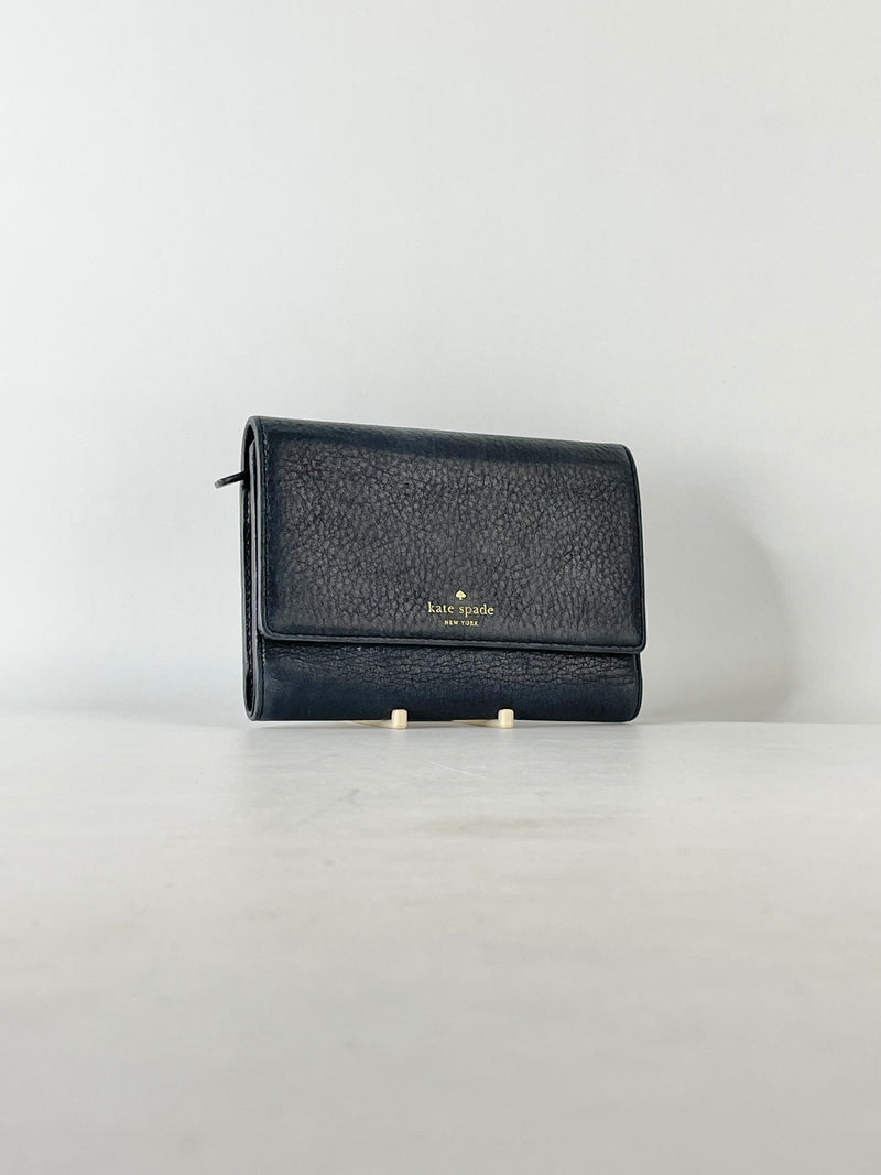 Kate Spade Black Leather Trifold Wallet