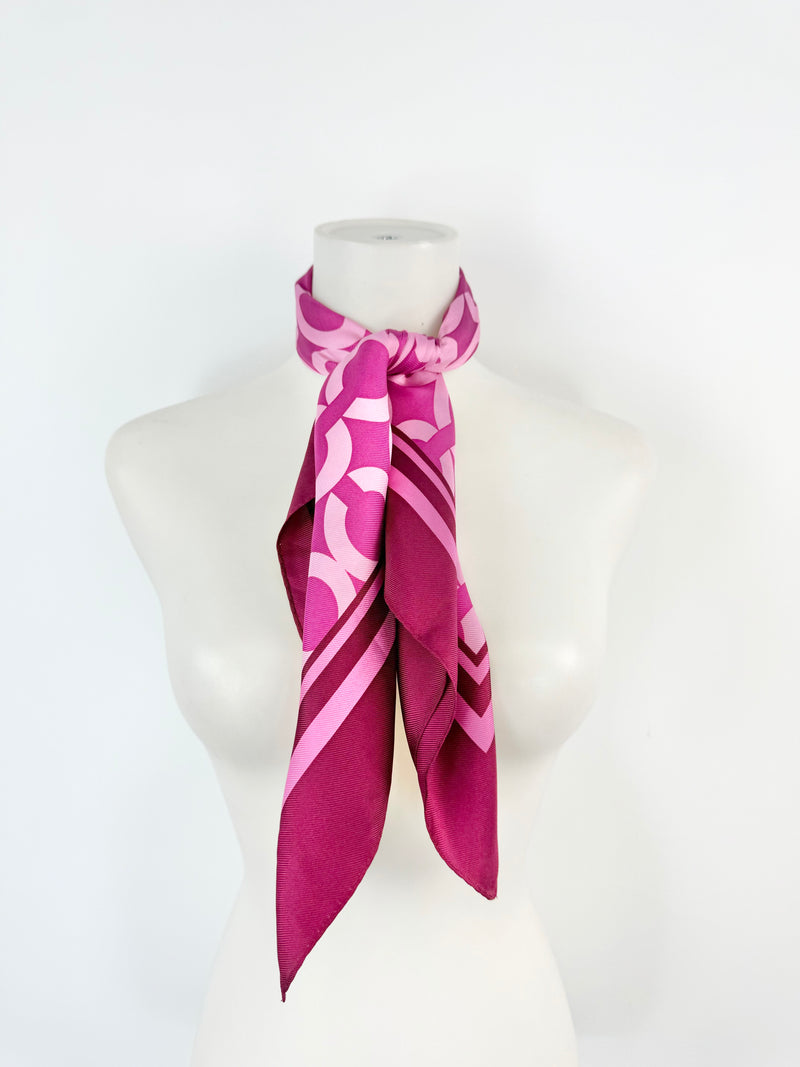Coach Deep Pink Silk Monogram Scarf