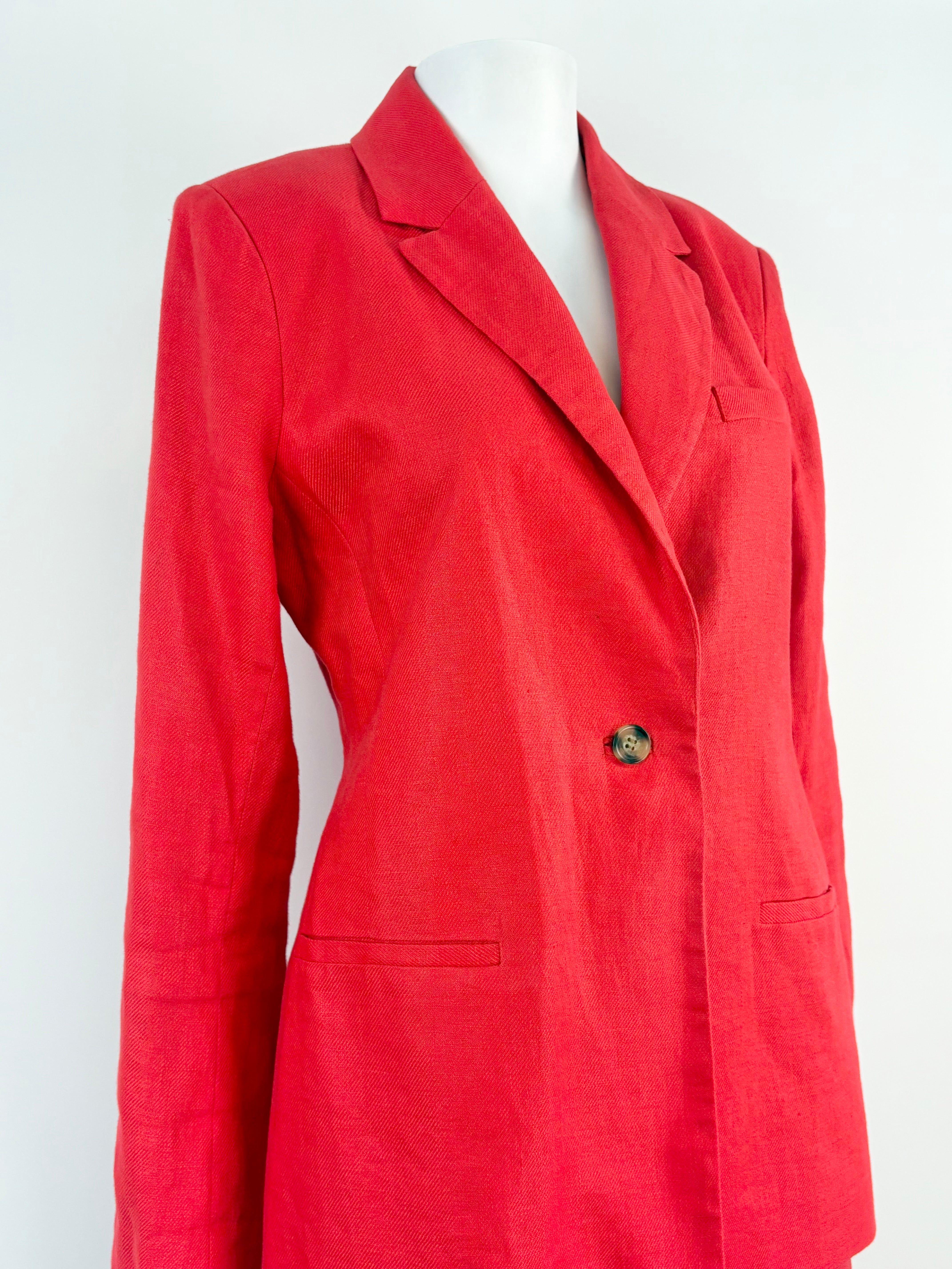Husk Red Textured-Linen Blazer & Pants Set - AU8