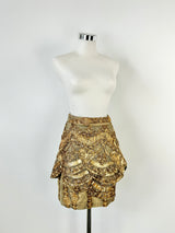 Asilio Metallic Gold 'Grand Stand' Lace Miniskirt - AU6/8