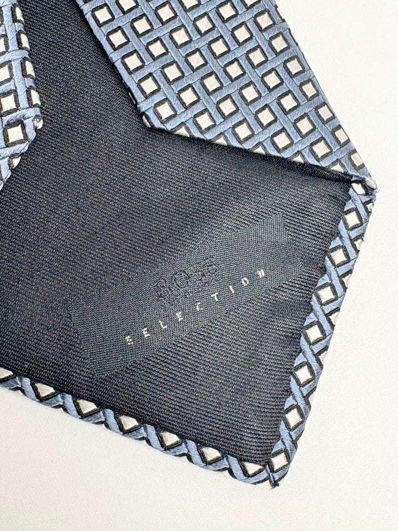 Boss Hugo Boss Periwinkle & White Square Patterned Silk Tie