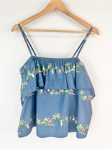 Rachel Antonoff Anthropologie Hawaiian Hula Girl Off Shoulder Ruffle Top - AU8