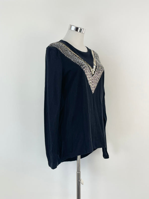 Sass & Bide Black 'Moon Indigo' Long Sleeve Top - AU8