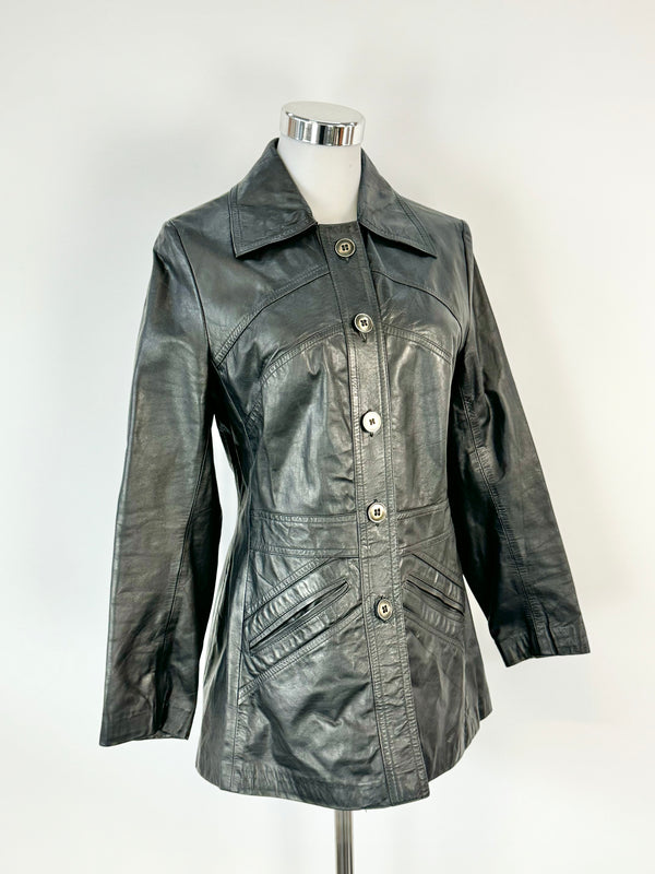 Vintage Cherry London Black Leather Coat - AU10