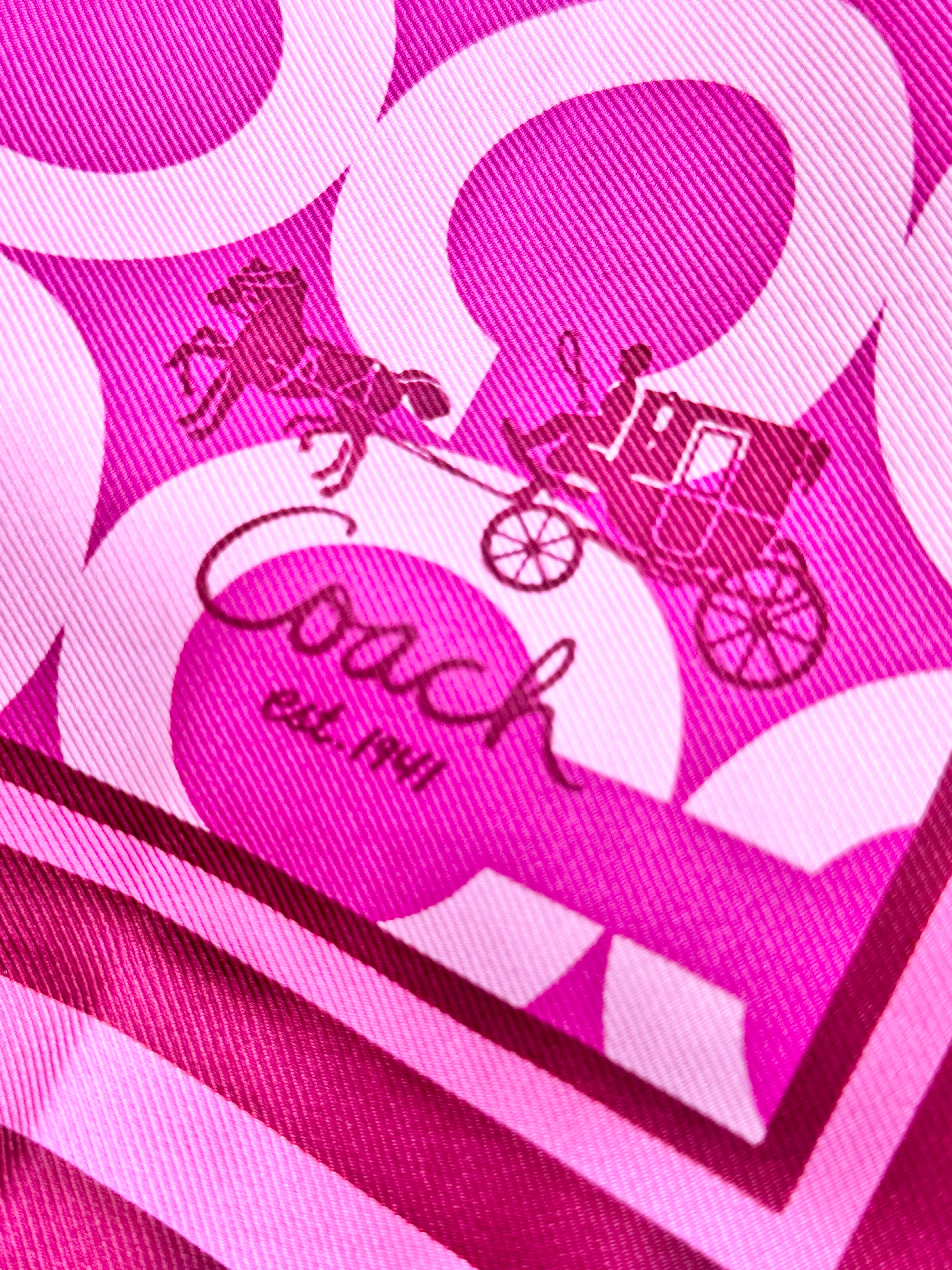Coach Deep Pink Silk Monogram Scarf