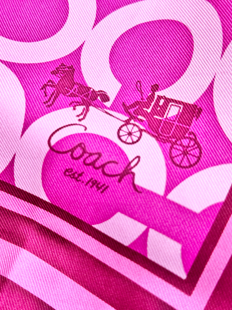 Coach Deep Pink Silk Monogram Scarf