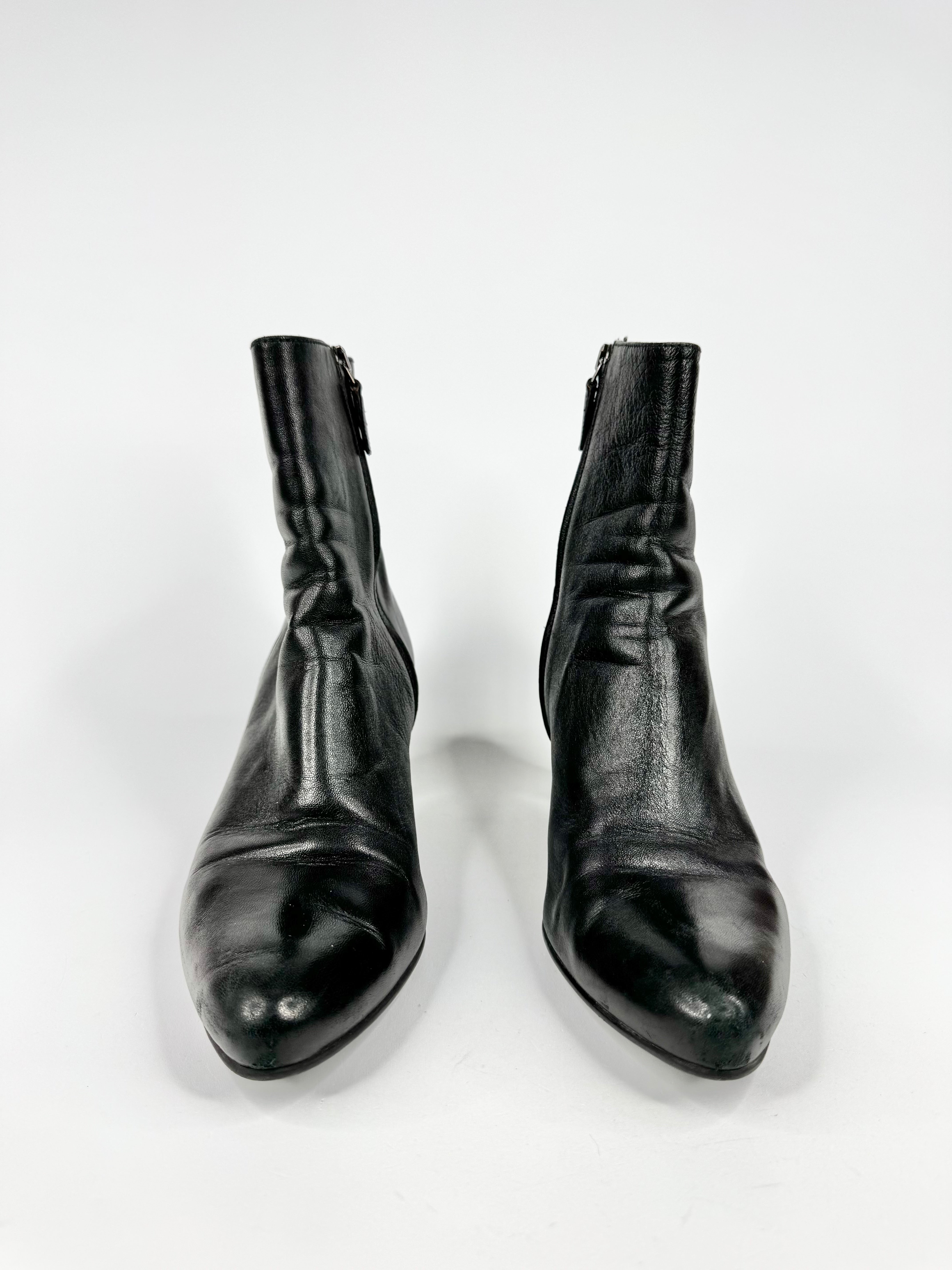 Prada Black Smooth Leather Zippered Ankle Boots - EU40