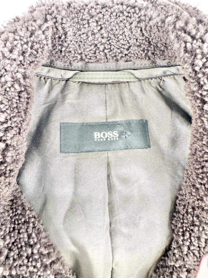 Boss Hugo Boss Deep Green Shearling Collar Coat - 50
