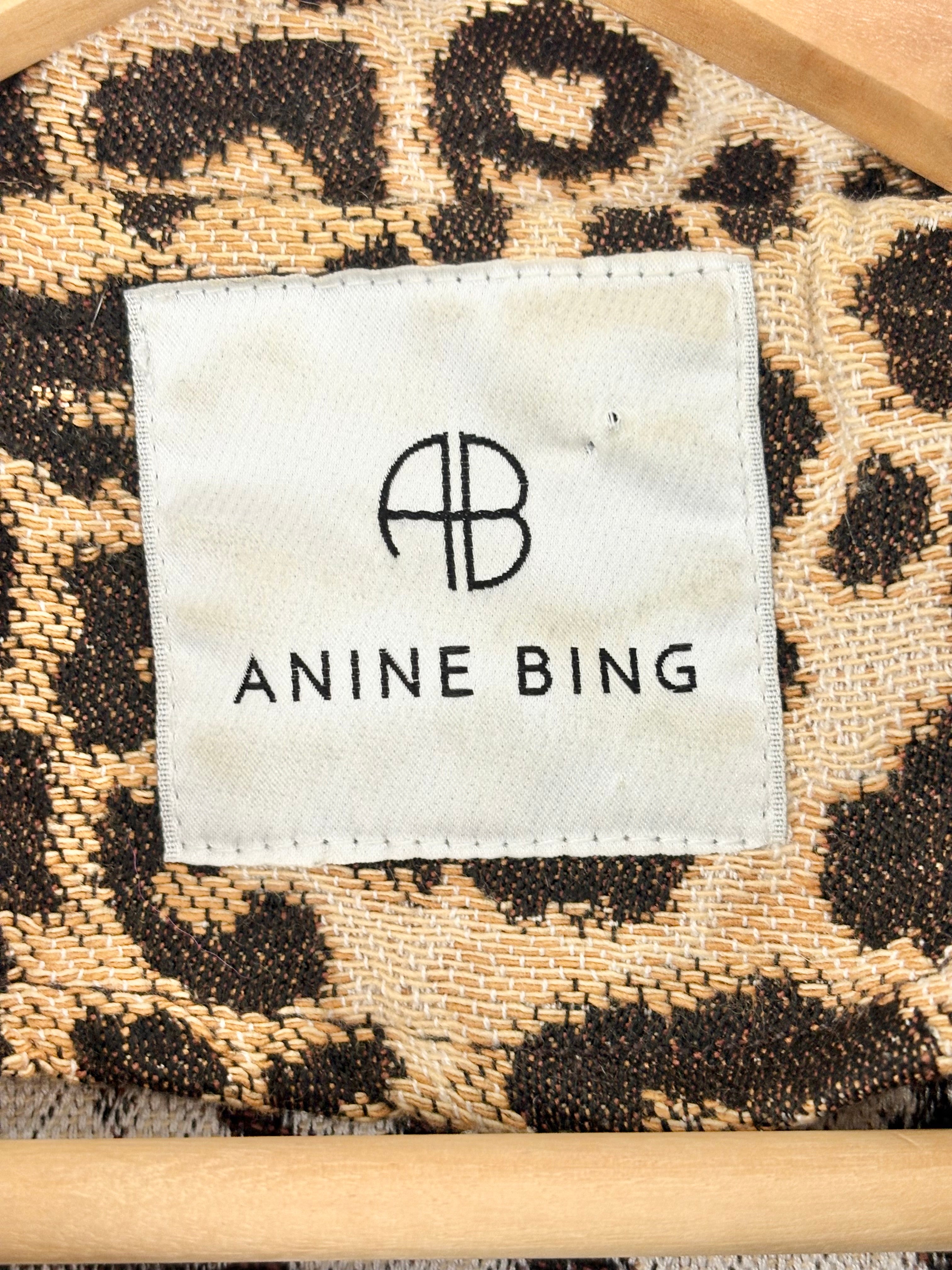 Anine Bing Leopard-Print 'Flynn' Jacquard Jacket - AU4/6
