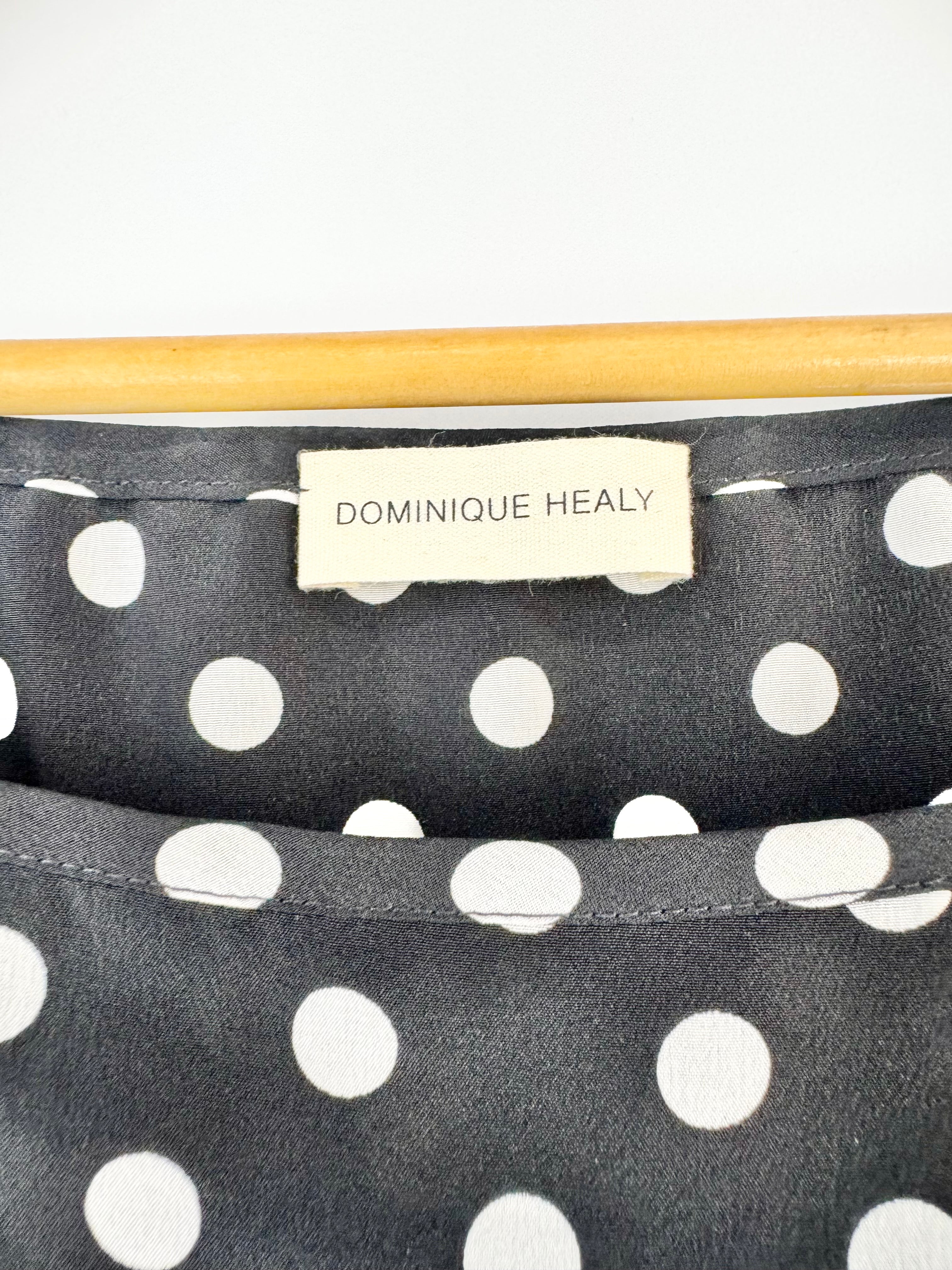 Dominique Healy Black & White Polka Dot Cropped Blouse - AU8/10/12