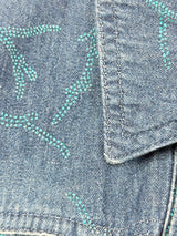 Y2K Versace Jeans Couture Washed Indigo Glittery Denim Jacket - AU8