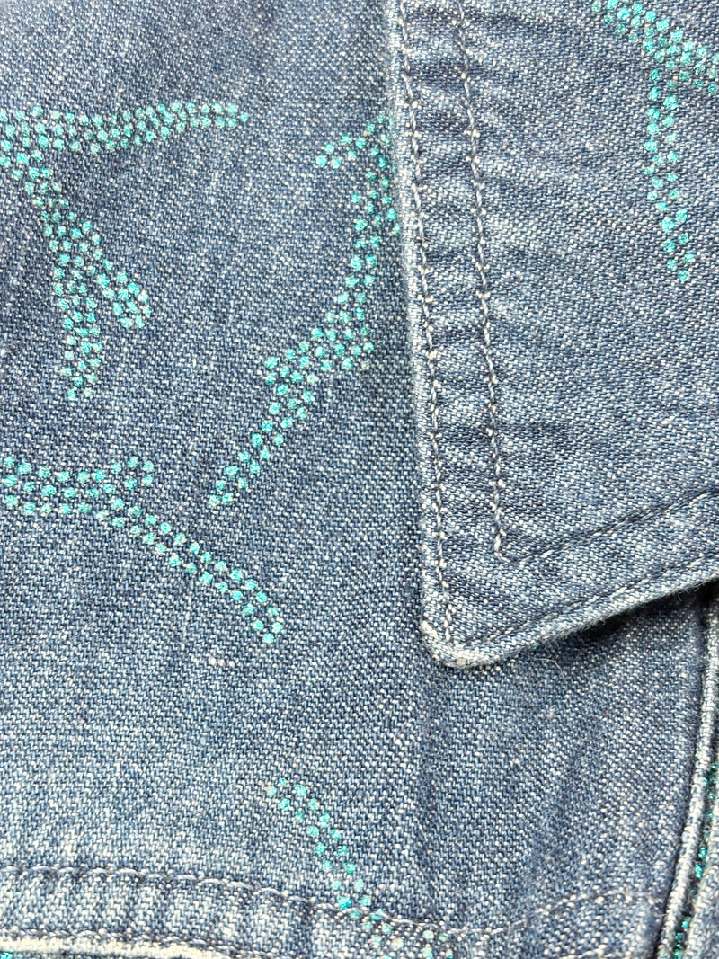 Y2K Versace Jeans Couture Washed Indigo Glittery Denim Jacket - AU8