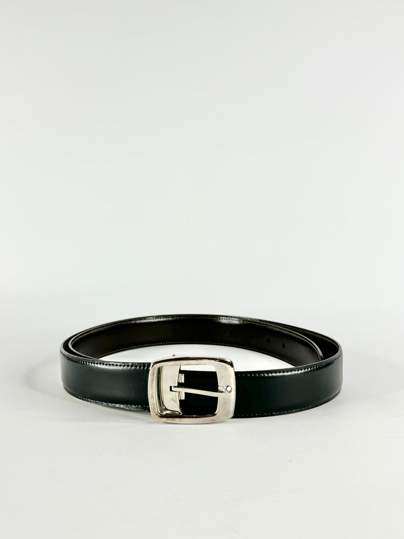 Monte Blanc Sleek Black Leather Belt