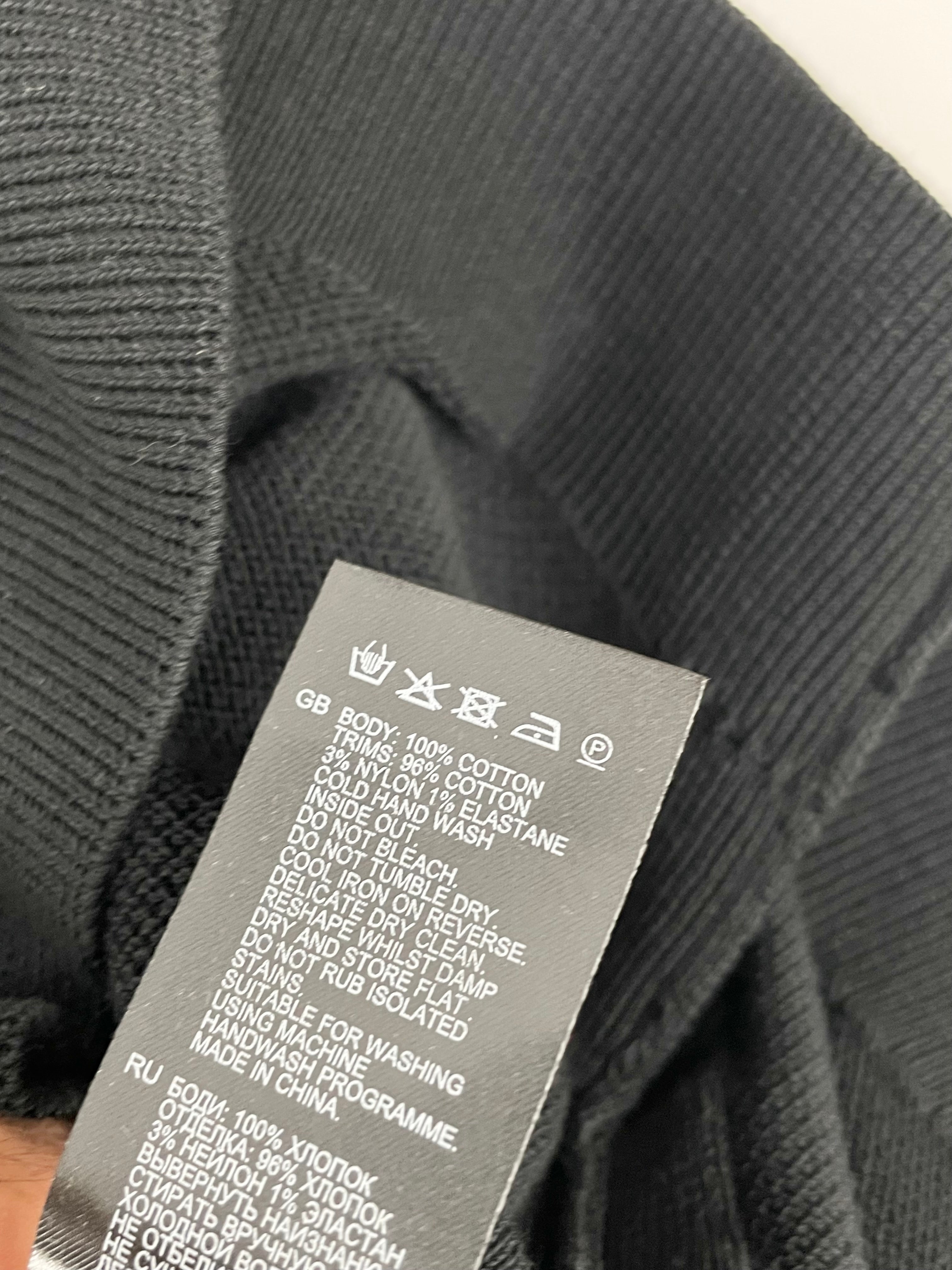 Reiss Black Textured 1/4 Zip Long Sleeve Polo - L