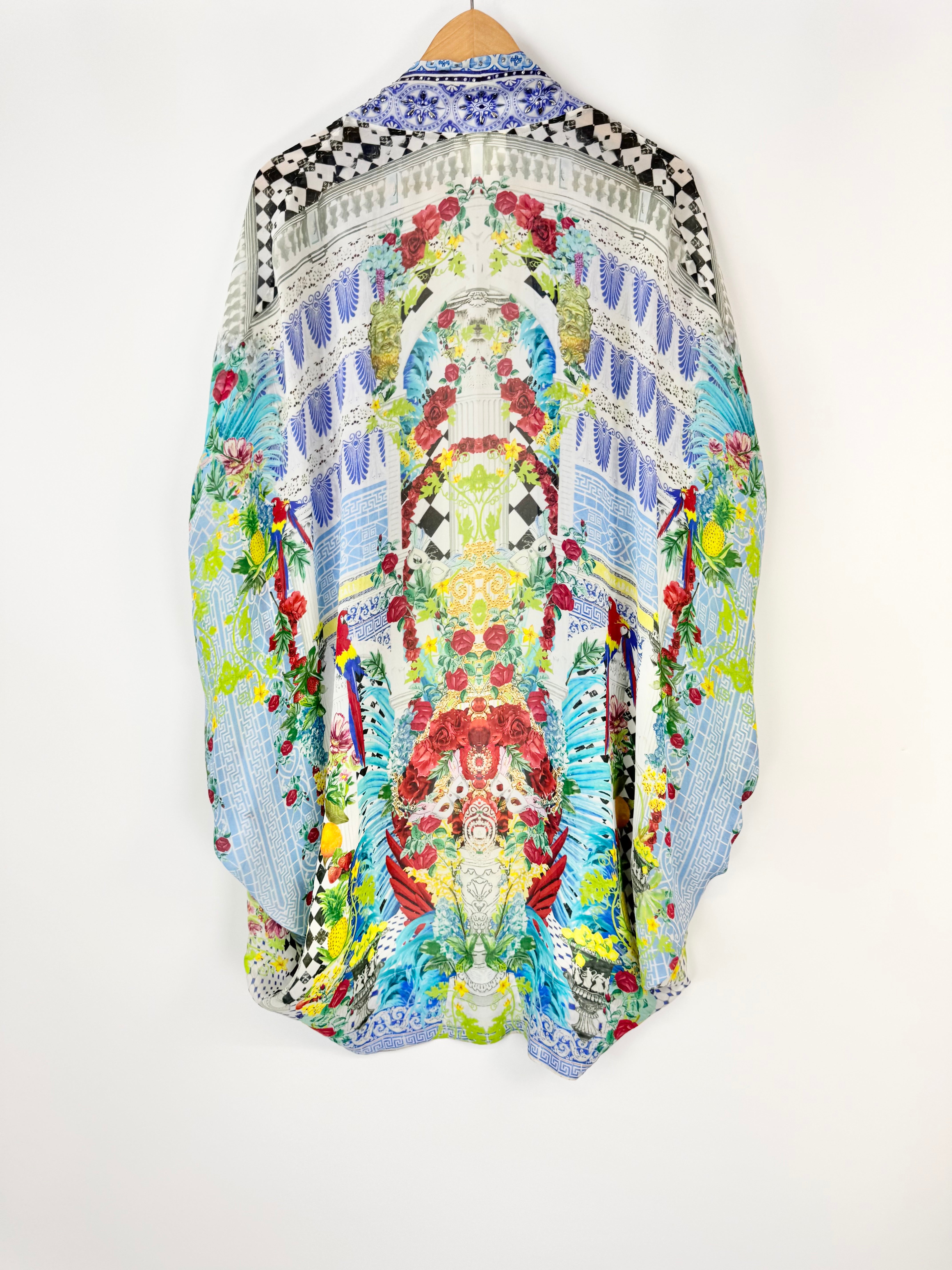 Camilla 'Masking Madness' Silk Open Front Cardi Cape - OSFA