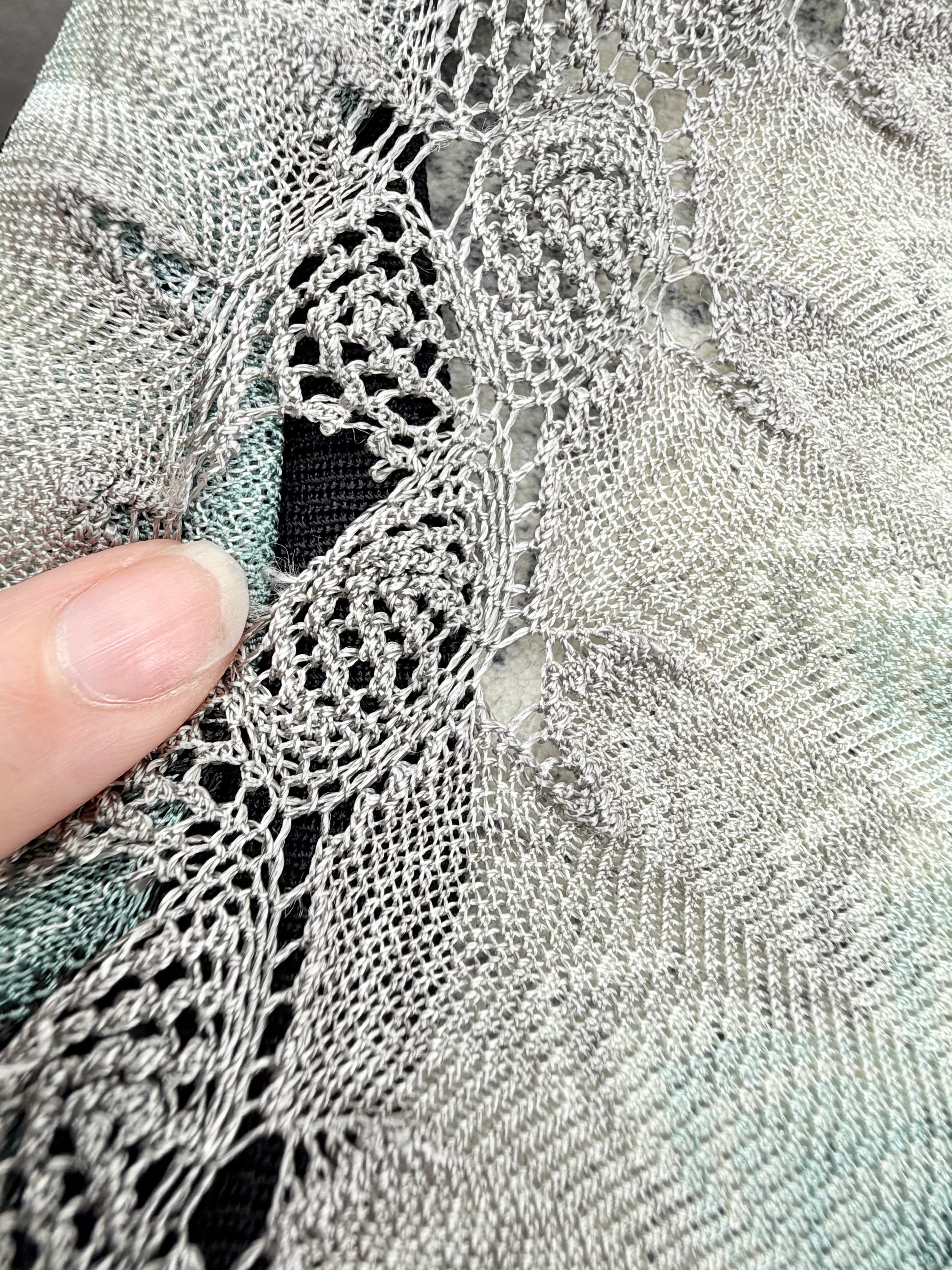 Missoni Blue Taupe Cream & Black Lungo Zig Zag Cardigan - AU12/14