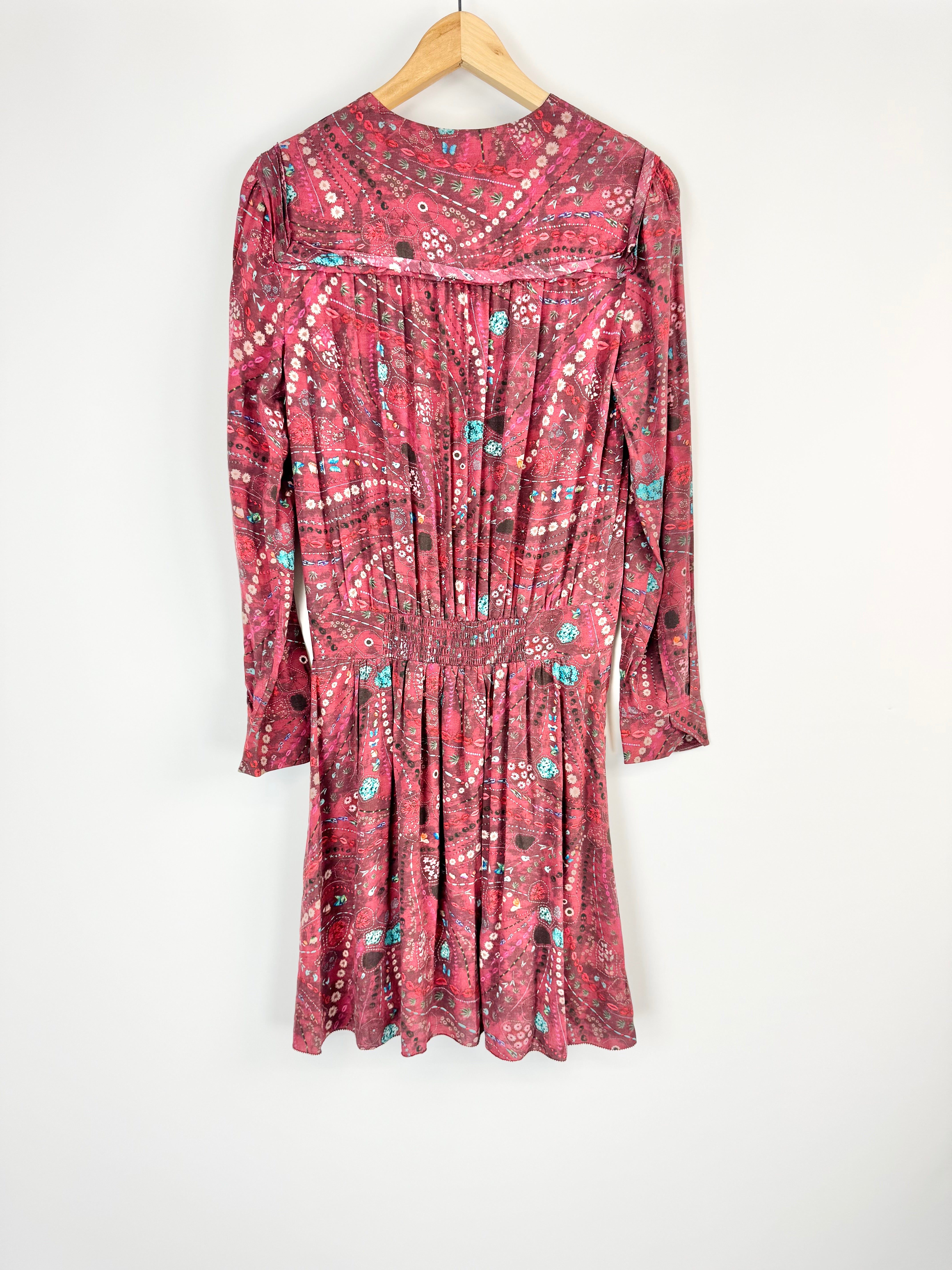 Zadig & Voltaire Remus Pcyche Deep Red Patterned Dress - AU6/8