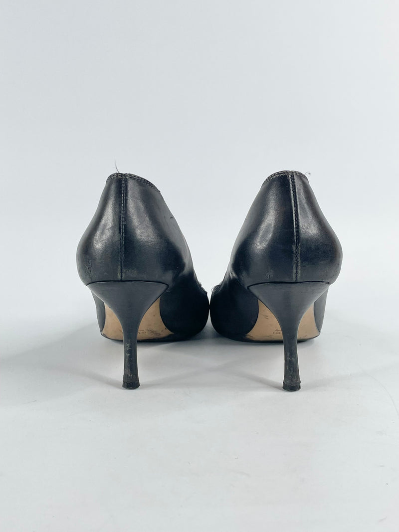 Gucci Black Leather 'GG' Pumps - EU38